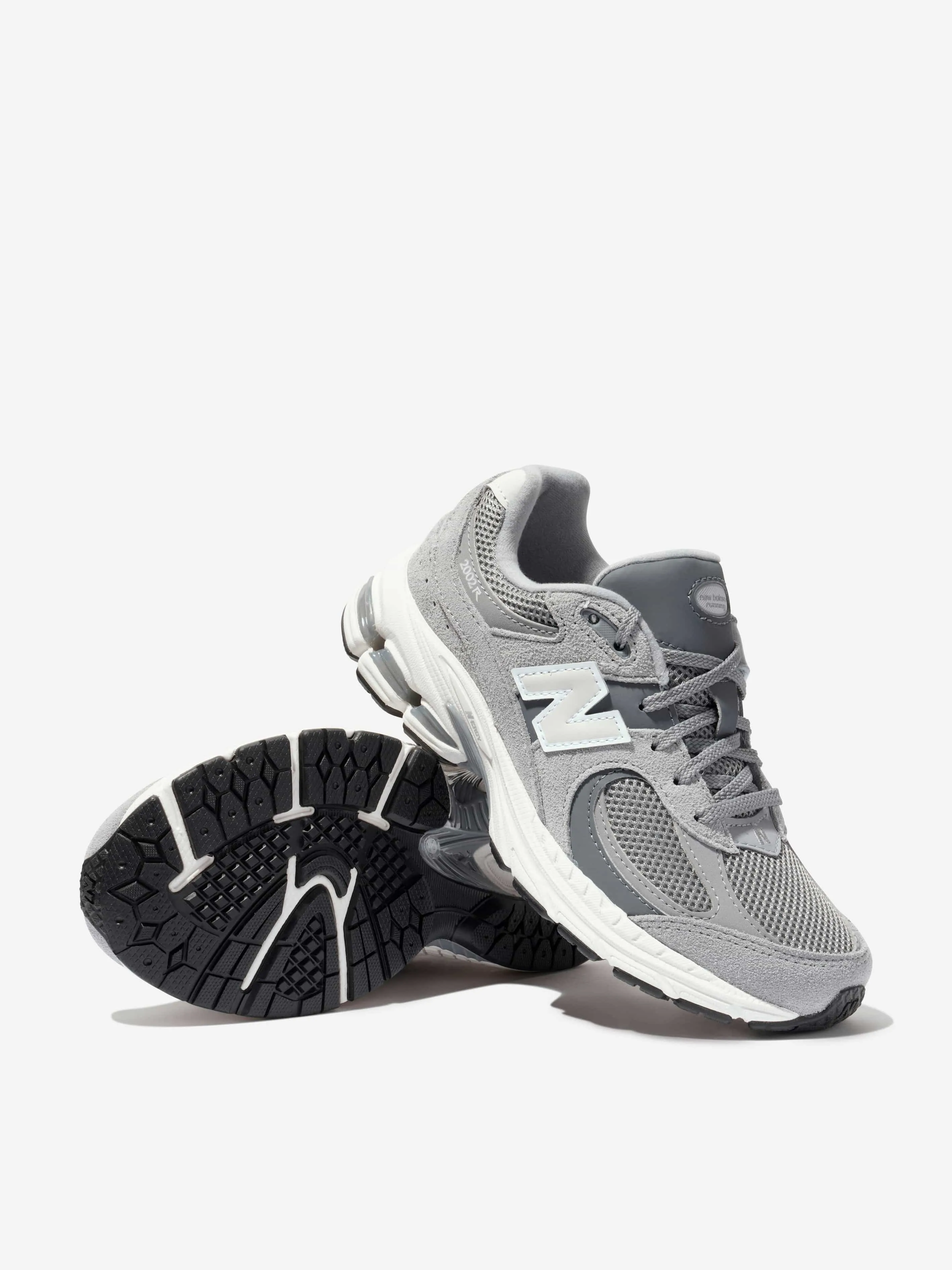 New Balance Enfants 2002 Chaussures de Sport à Lacets avec Logo en Gris