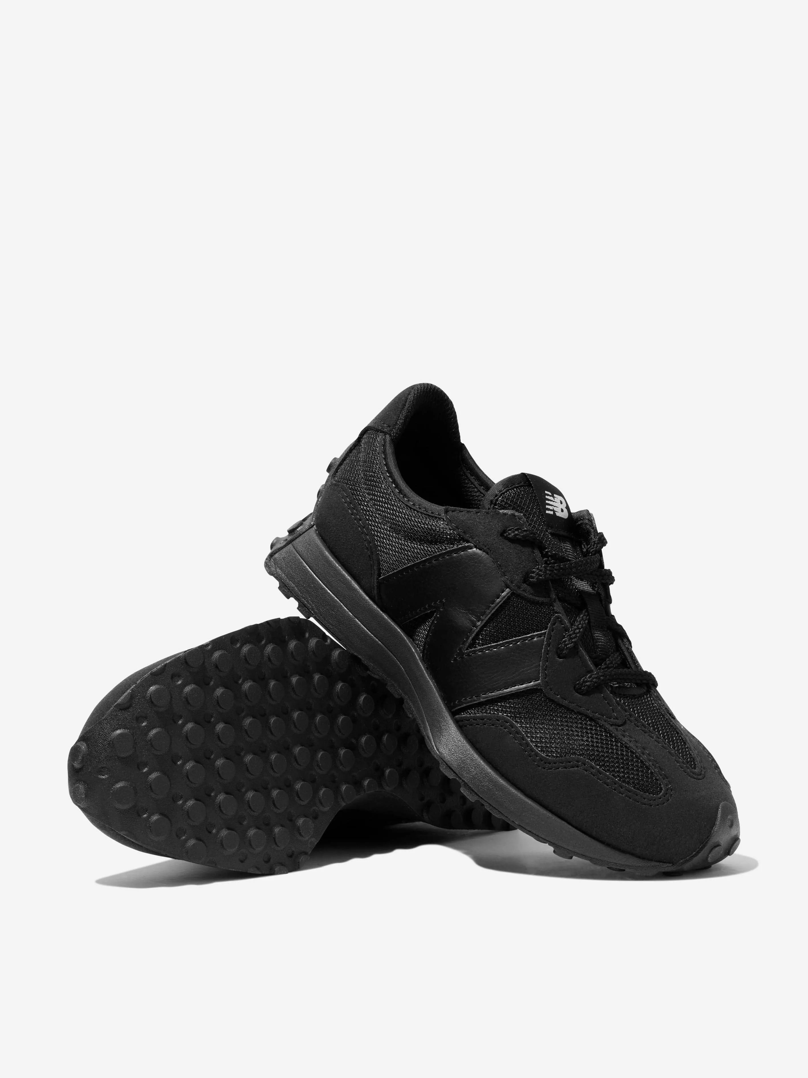 New Balance Kids 327 Chaussures de Sport à Lacets avec Logo en Noir