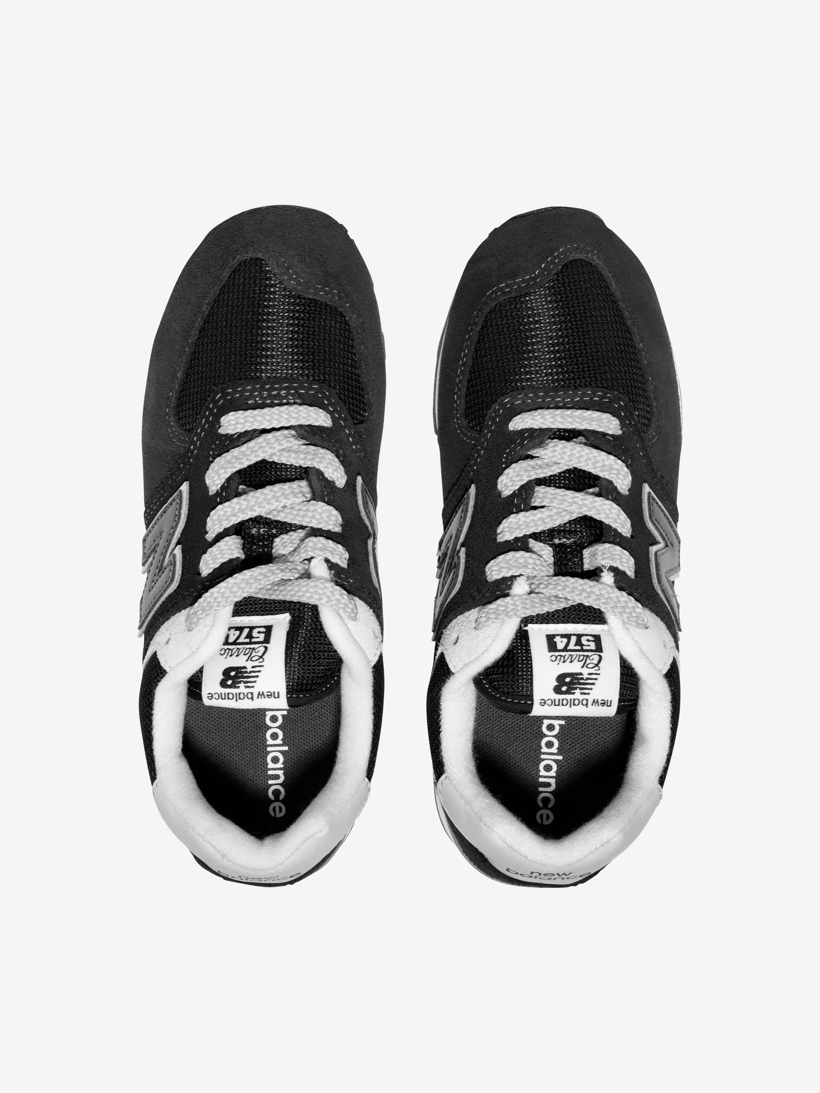New Balance Kids 574 Chaussures de Sport à Lacets avec Logo en Noir