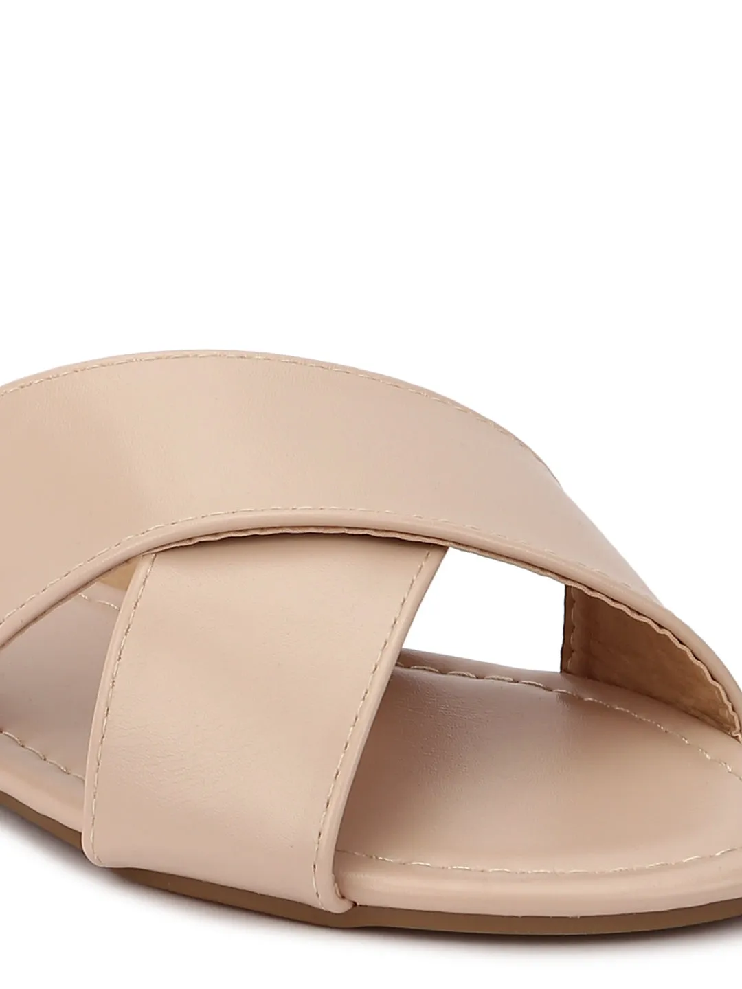 Escarpins Slip-On Nus en PU à Enjoliveur Croisé