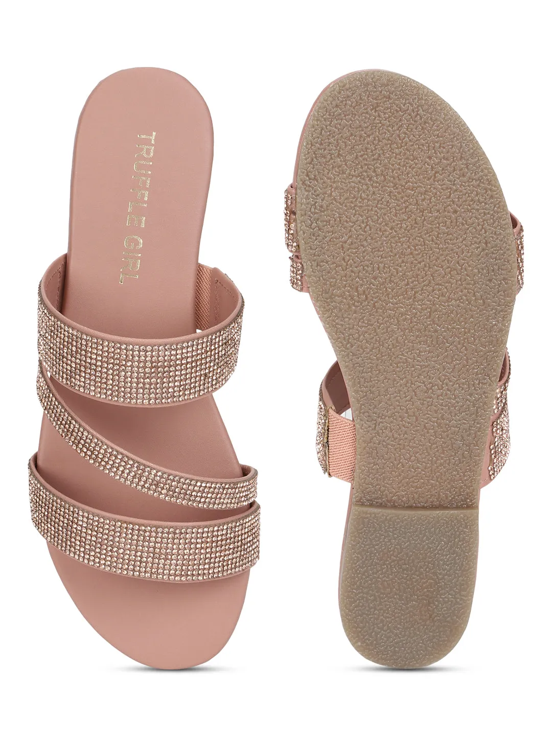 Escarpins à brides en PU nude avec strass (TC-ST-1214-NUD)