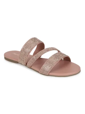 Escarpins à brides en PU nude avec strass (TC-ST-1214-NUD)
