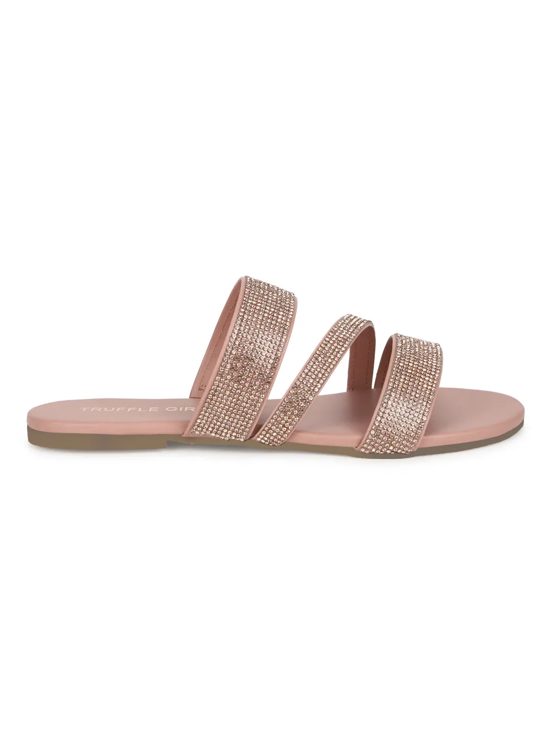 Escarpins à brides en PU nude avec strass (TC-ST-1214-NUD)