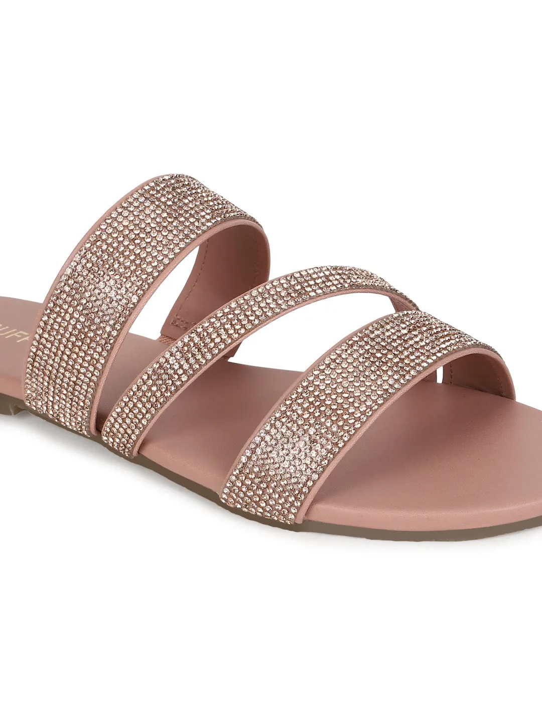 Escarpins à brides en PU nude avec strass (TC-ST-1214-NUD)
