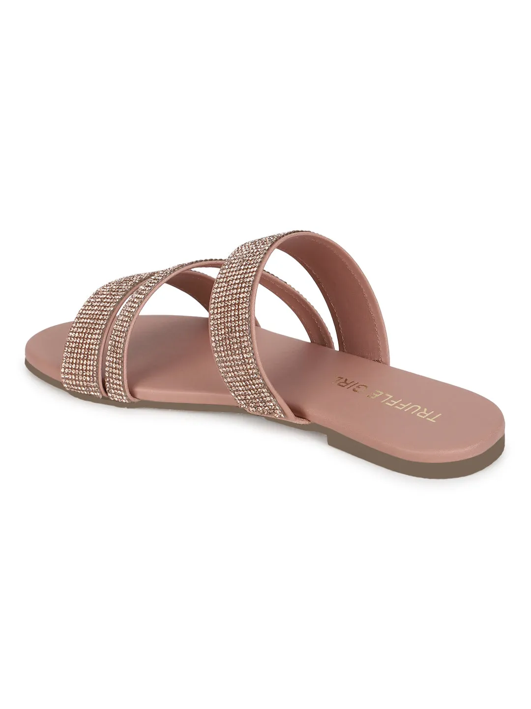 Escarpins à brides en PU nude avec strass (TC-ST-1214-NUD)