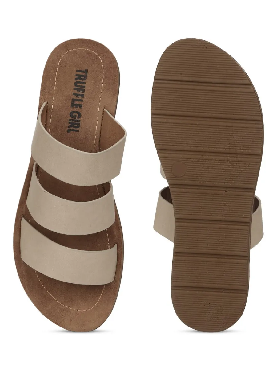 Nuances de nu PU à brides ballerines