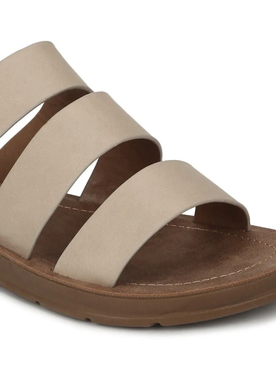 Nuances de nu PU à brides ballerines