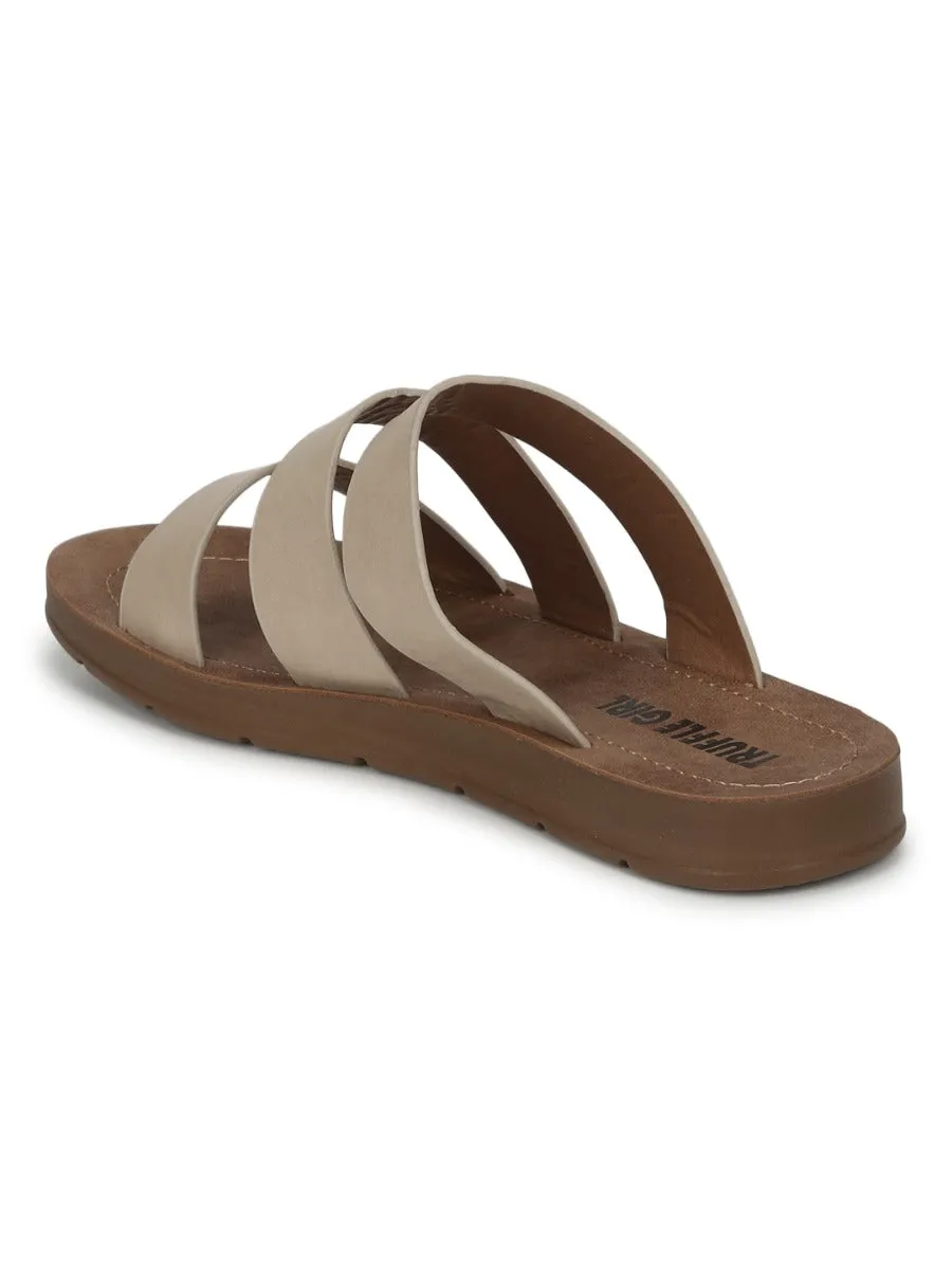 Nuances de nu PU à brides ballerines