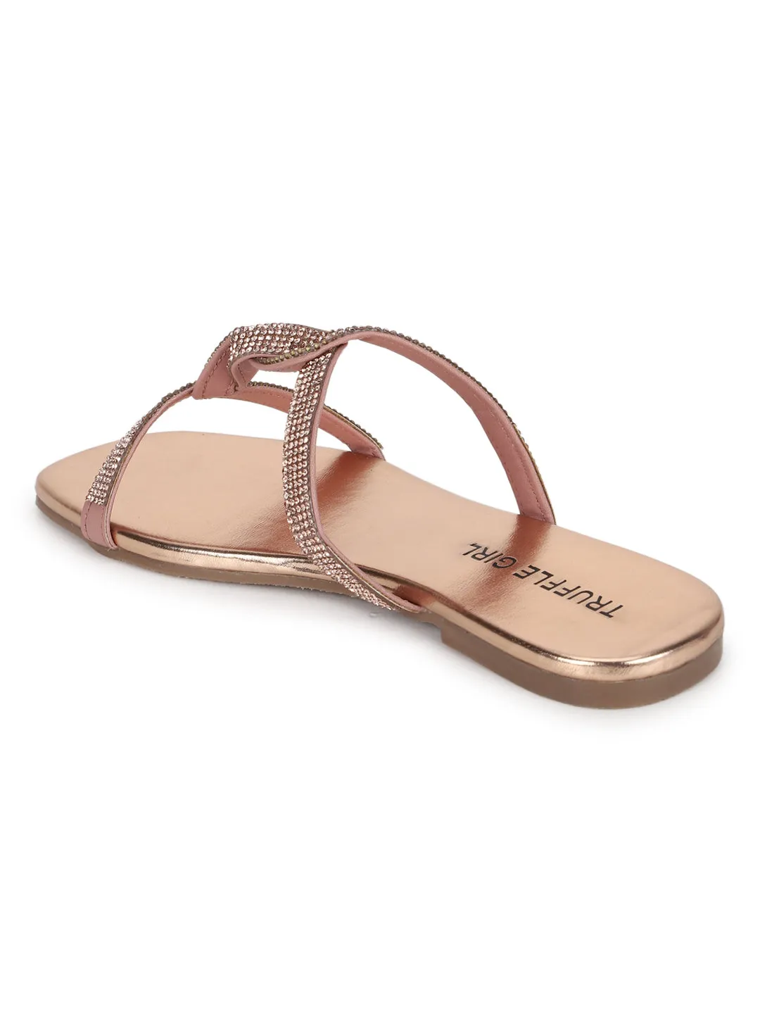 Escarpins à enfiler à lanières torsadées en PU nude avec strass (TC-ST-1218-NUD)