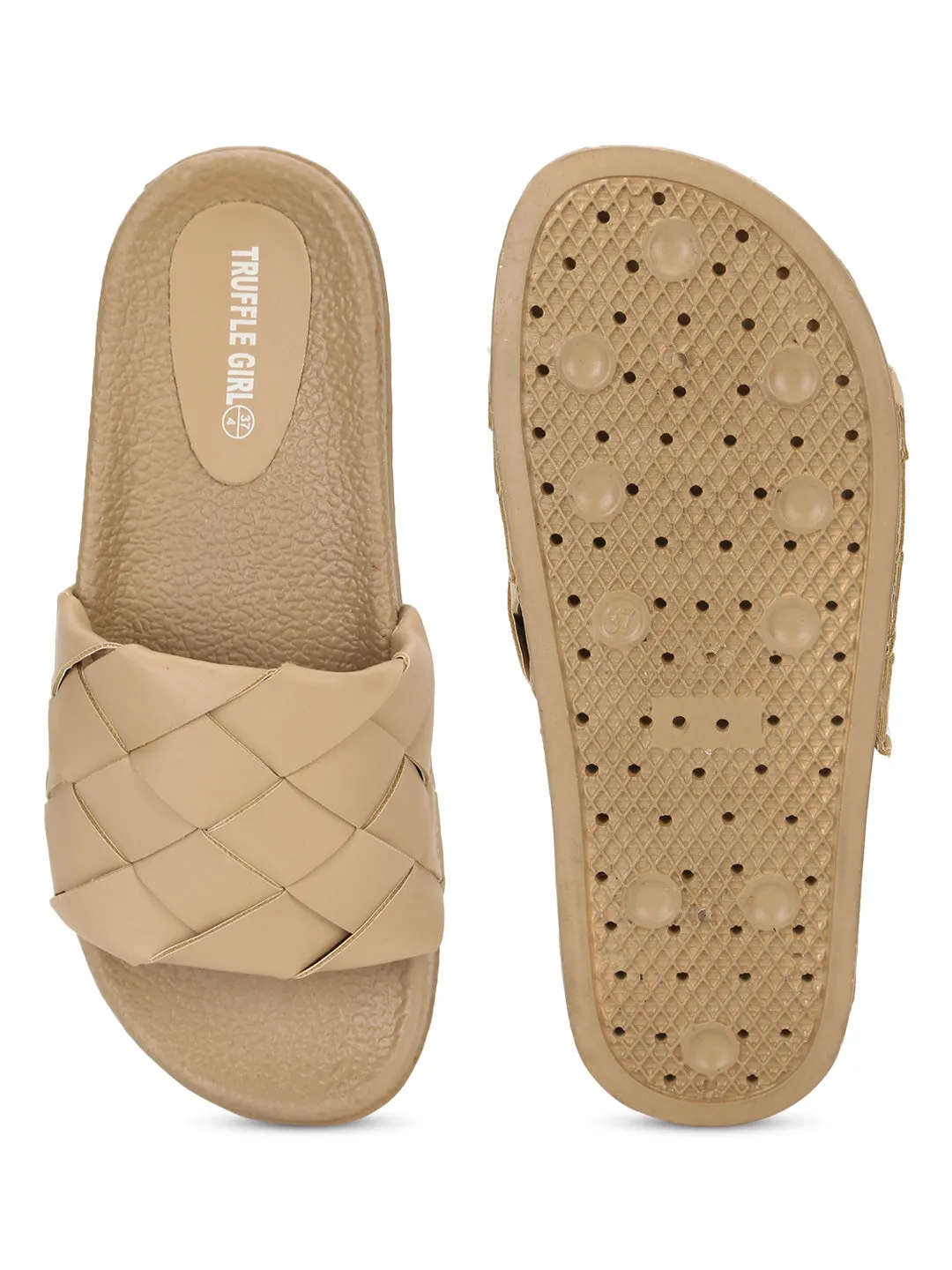 Sandales tressées PU nude