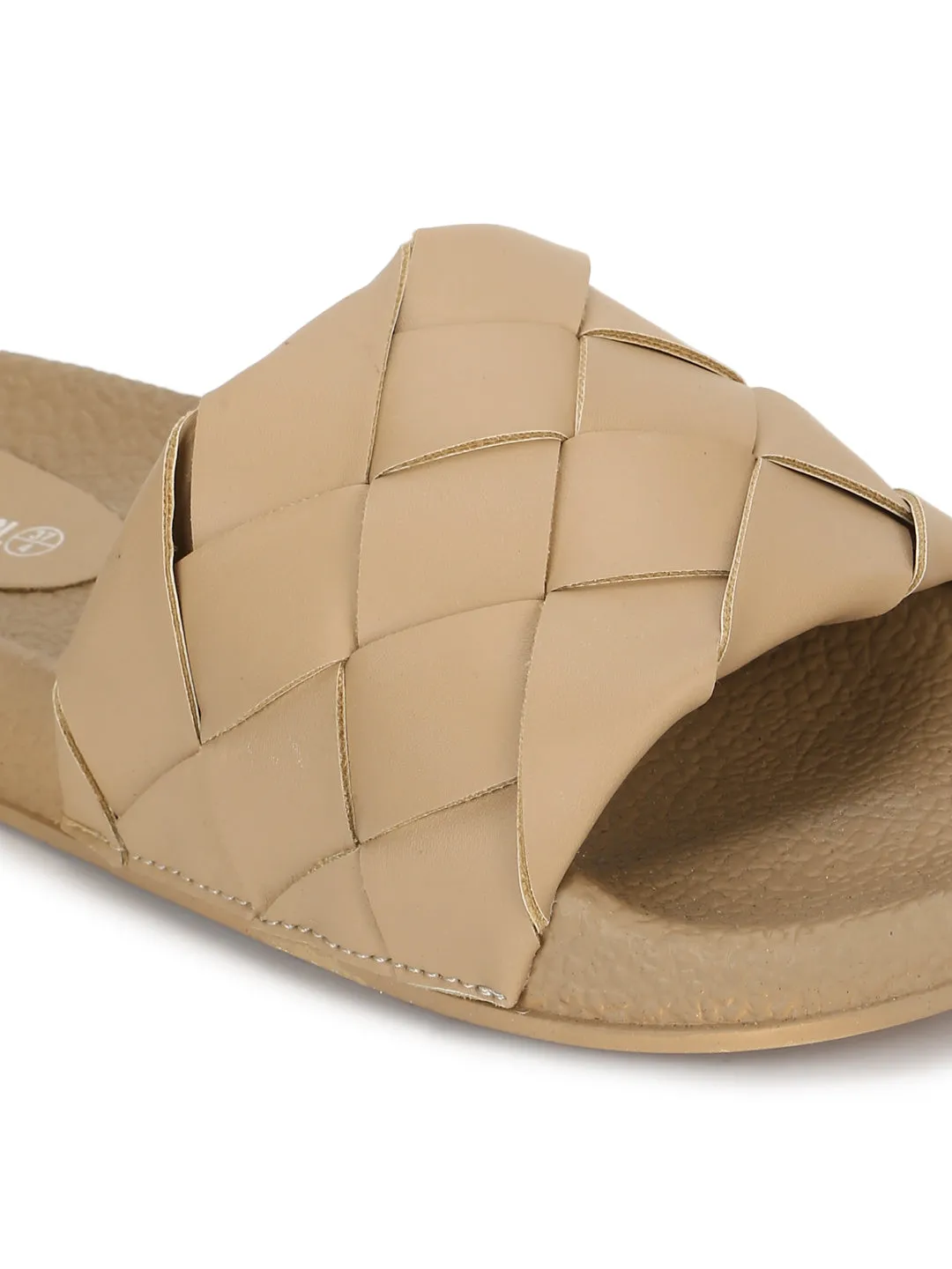 Sandales tressées PU nude