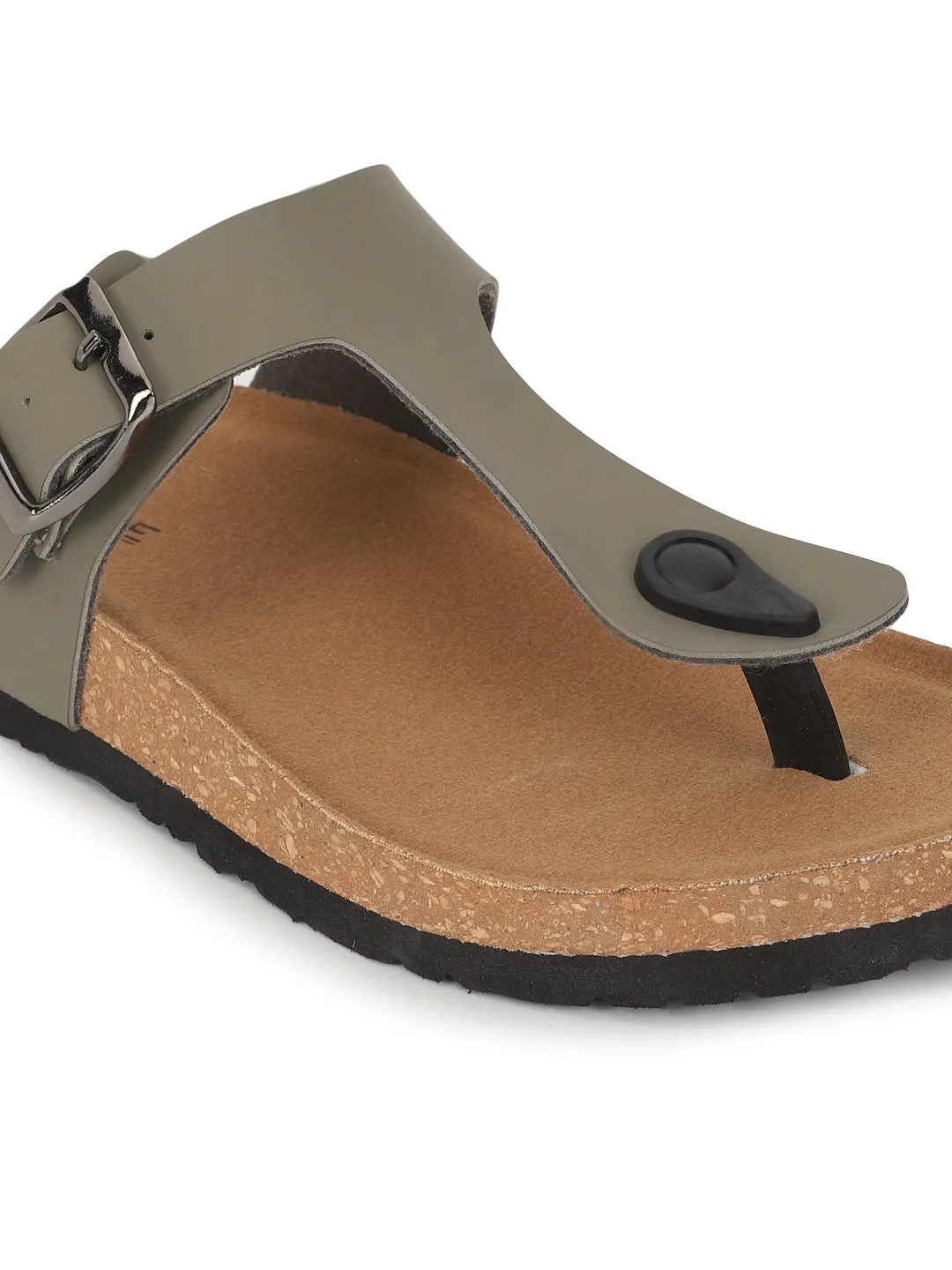 Ballerines en PU vert olive avec semelle intérieure en liège et latex (TC-070202-GRN)