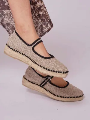 Padova Escarpins Végans en Jute | Noir & Beige