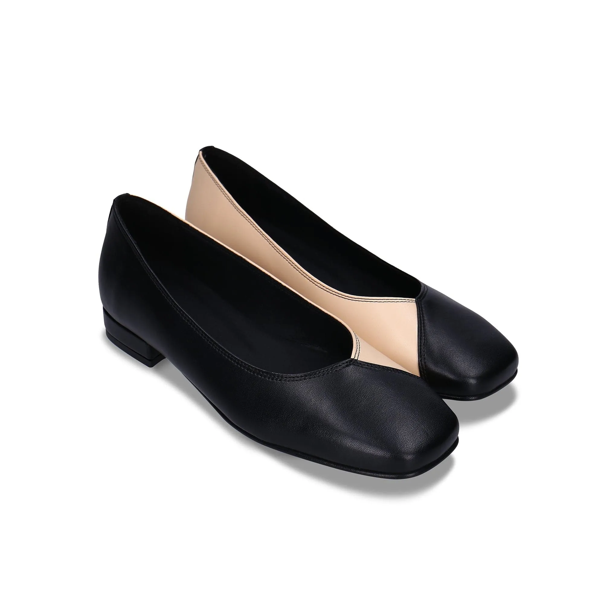 Pam Women's Ballerines Véganes en Cuir de Pomme | Noir & Beige