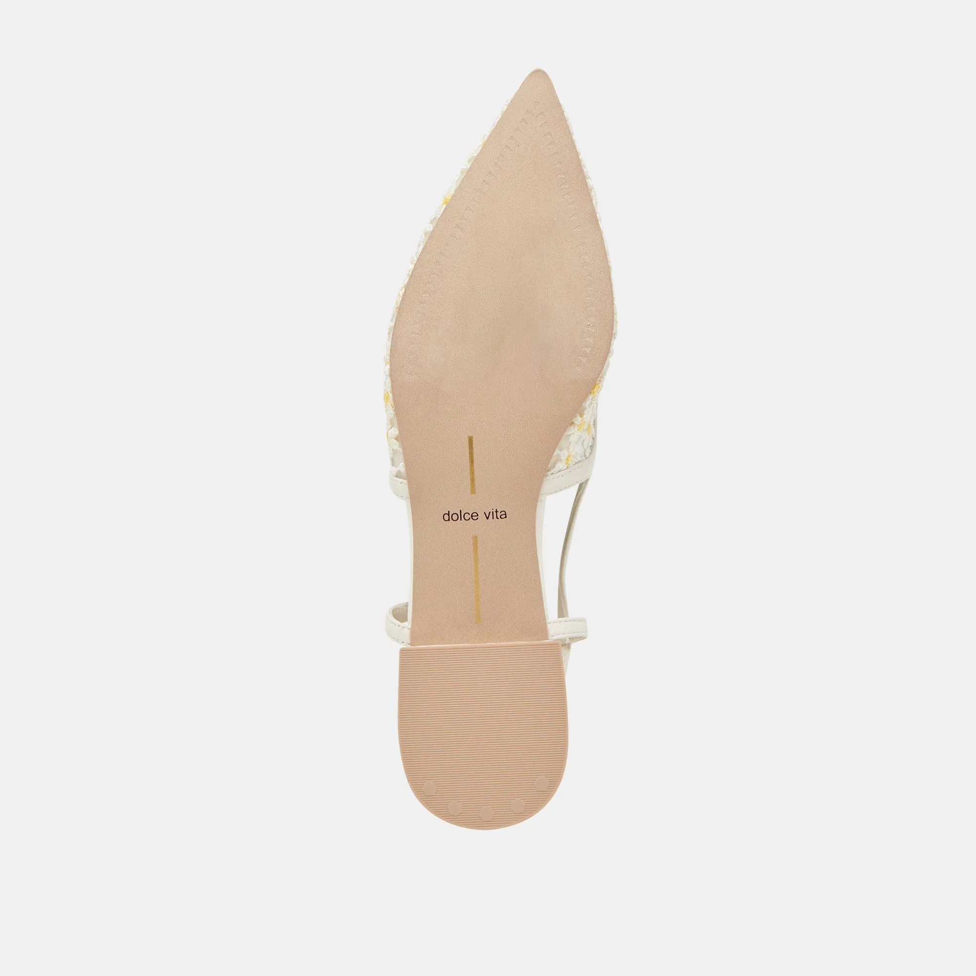 PAMIE BALLERINES FLORALES BLANCHES À MOTIFS FLEURIS JAUNES EN MAILLE