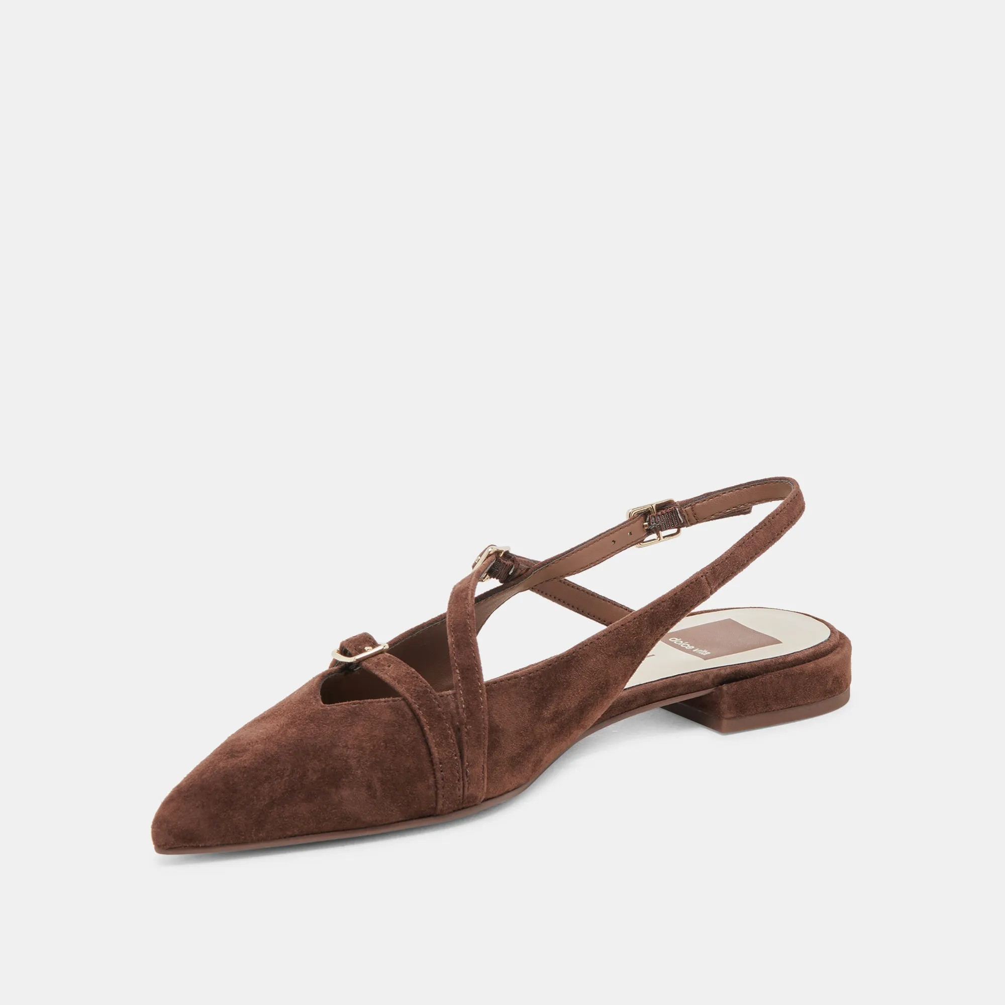 PAMLA FLATS DK CUIR SUÉDÉ BRUN