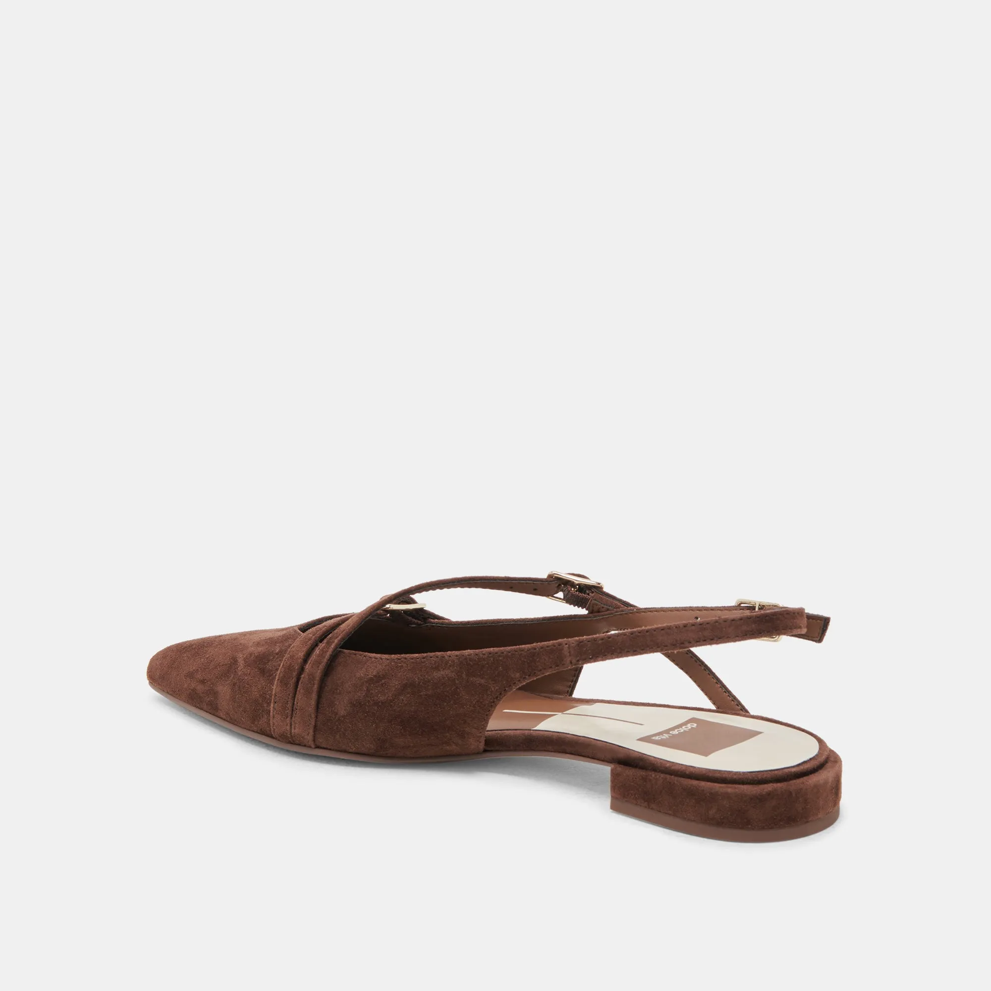 PAMLA FLATS DK CUIR SUÉDÉ BRUN