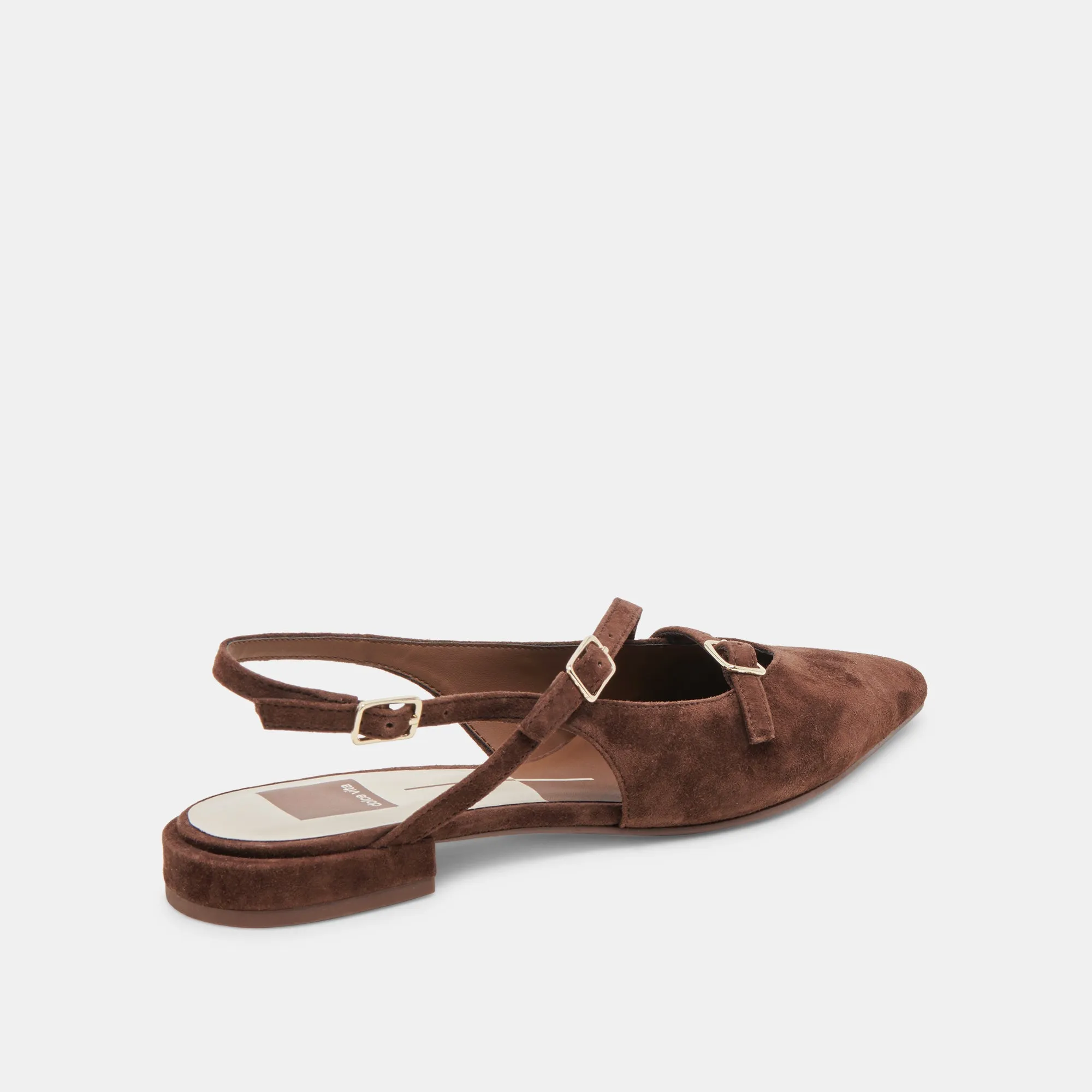 PAMLA FLATS DK CUIR SUÉDÉ BRUN