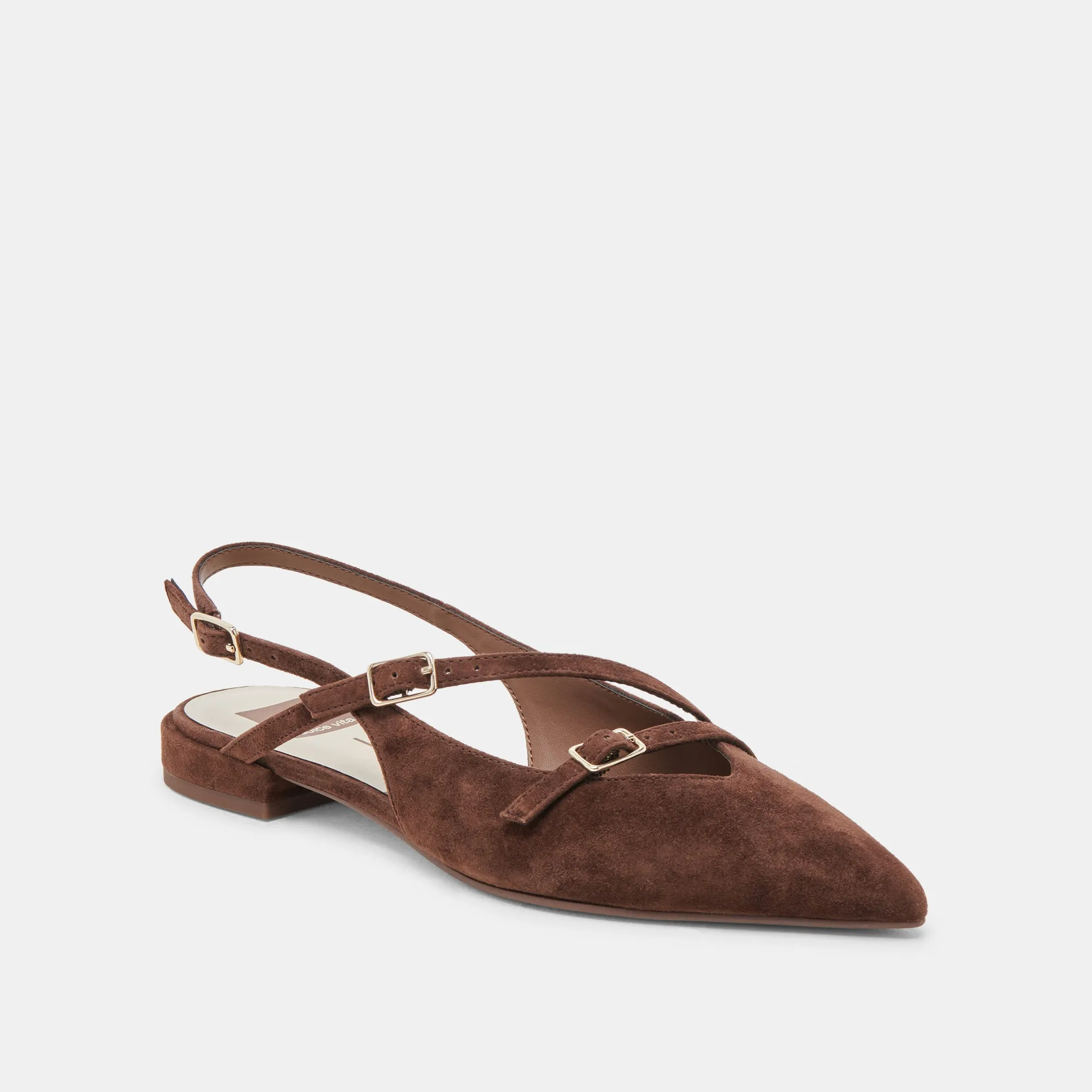 PAMLA FLATS DK CUIR SUÉDÉ BRUN