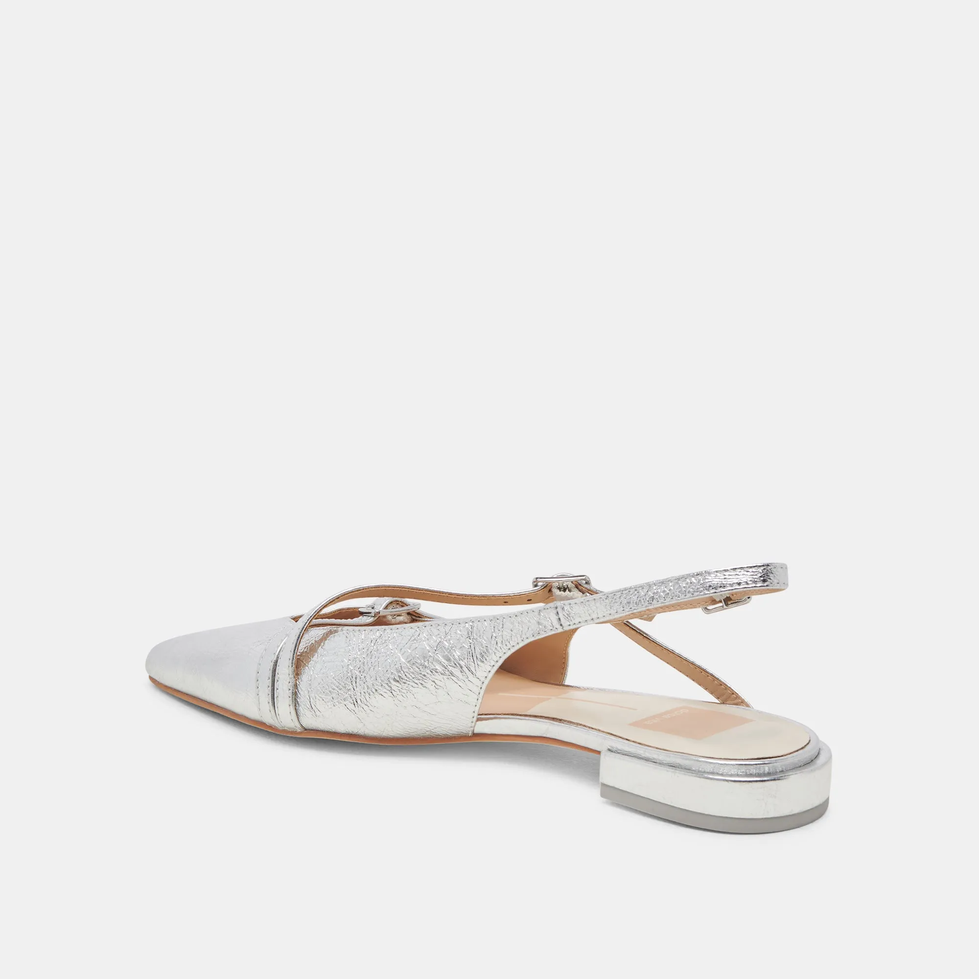 PAMLA WIDE FLATS ARGENTÉ PATENTÉ PLISSÉ