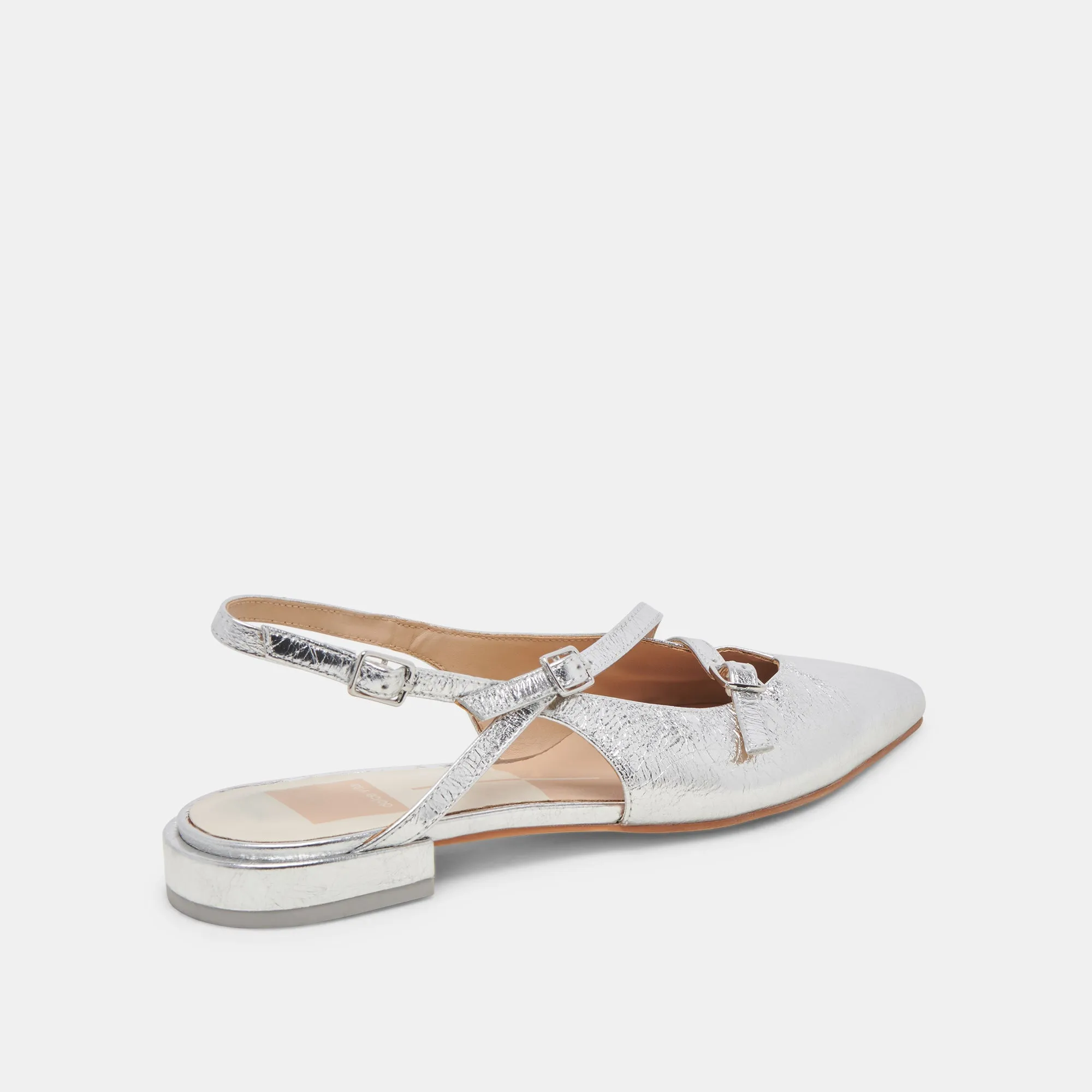 PAMLA WIDE FLATS ARGENTÉ PATENTÉ PLISSÉ