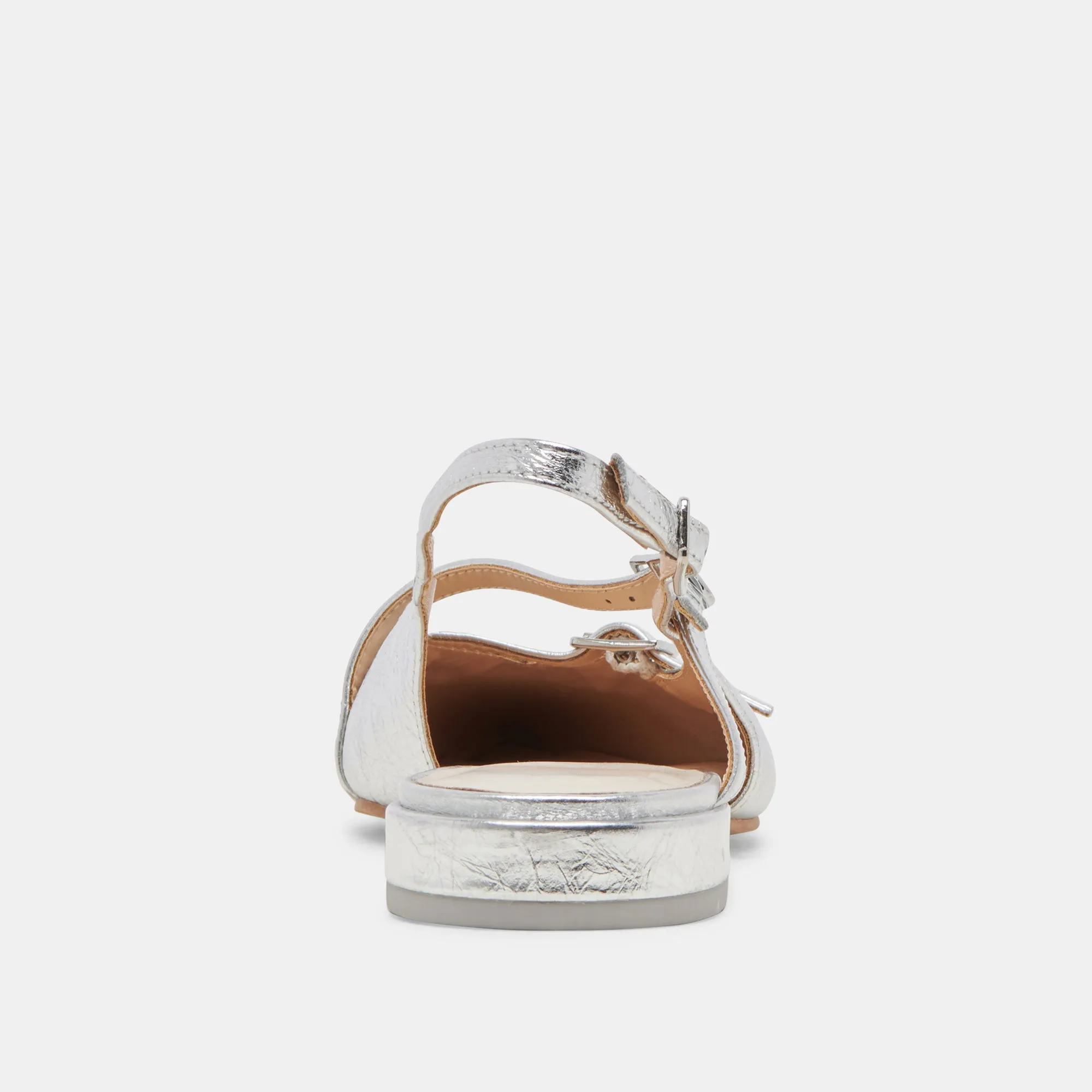 PAMLA WIDE FLATS ARGENTÉ PATENTÉ PLISSÉ