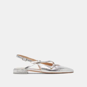 PAMLA WIDE FLATS ARGENTÉ PATENTÉ PLISSÉ