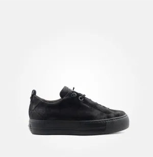 Paul Green Chaussure de Sport à Lacets Élastiques en Nubuck Noir