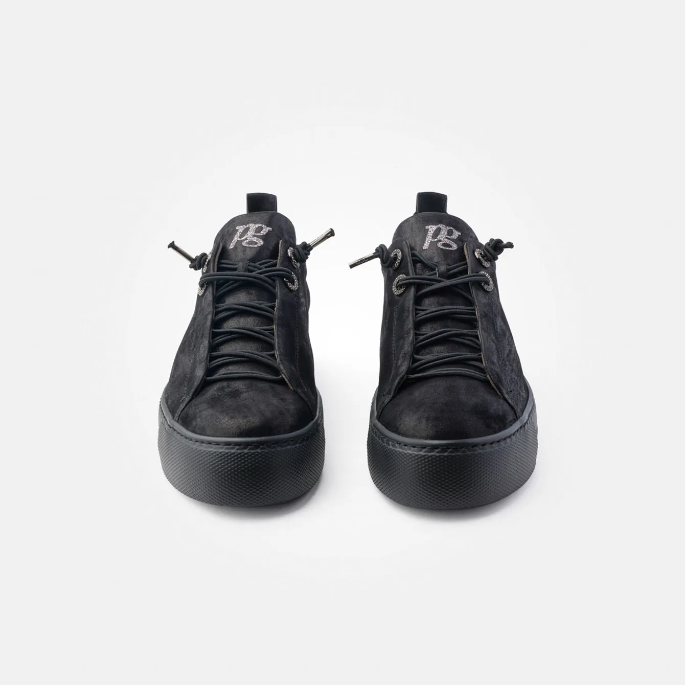 Paul Green Chaussure de Sport à Lacets Élastiques en Nubuck Noir
