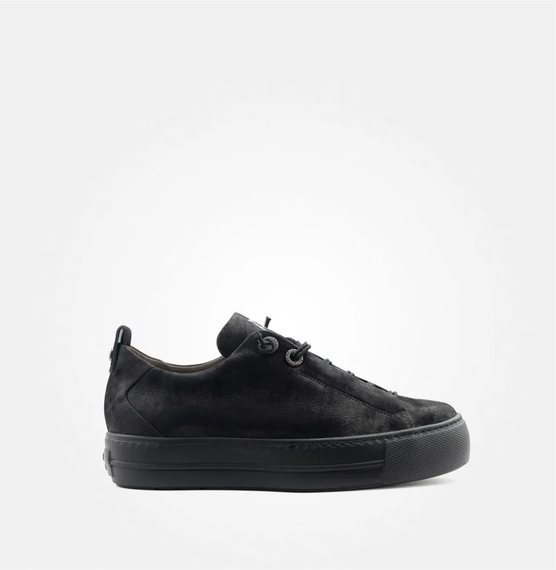 Paul Green Chaussure de Sport à Lacets Élastiques en Nubuck Noir