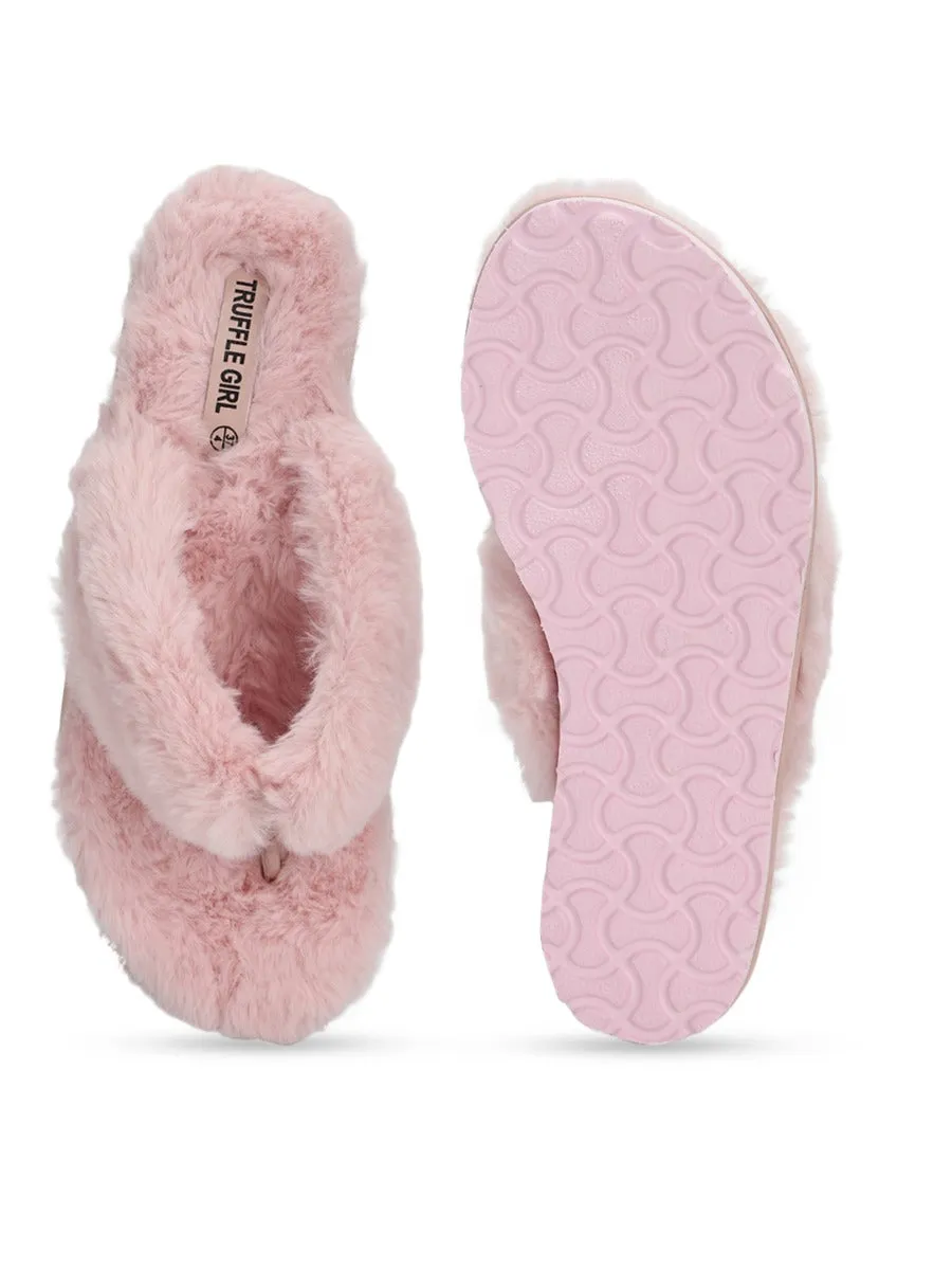 Tongues en fourrure rose