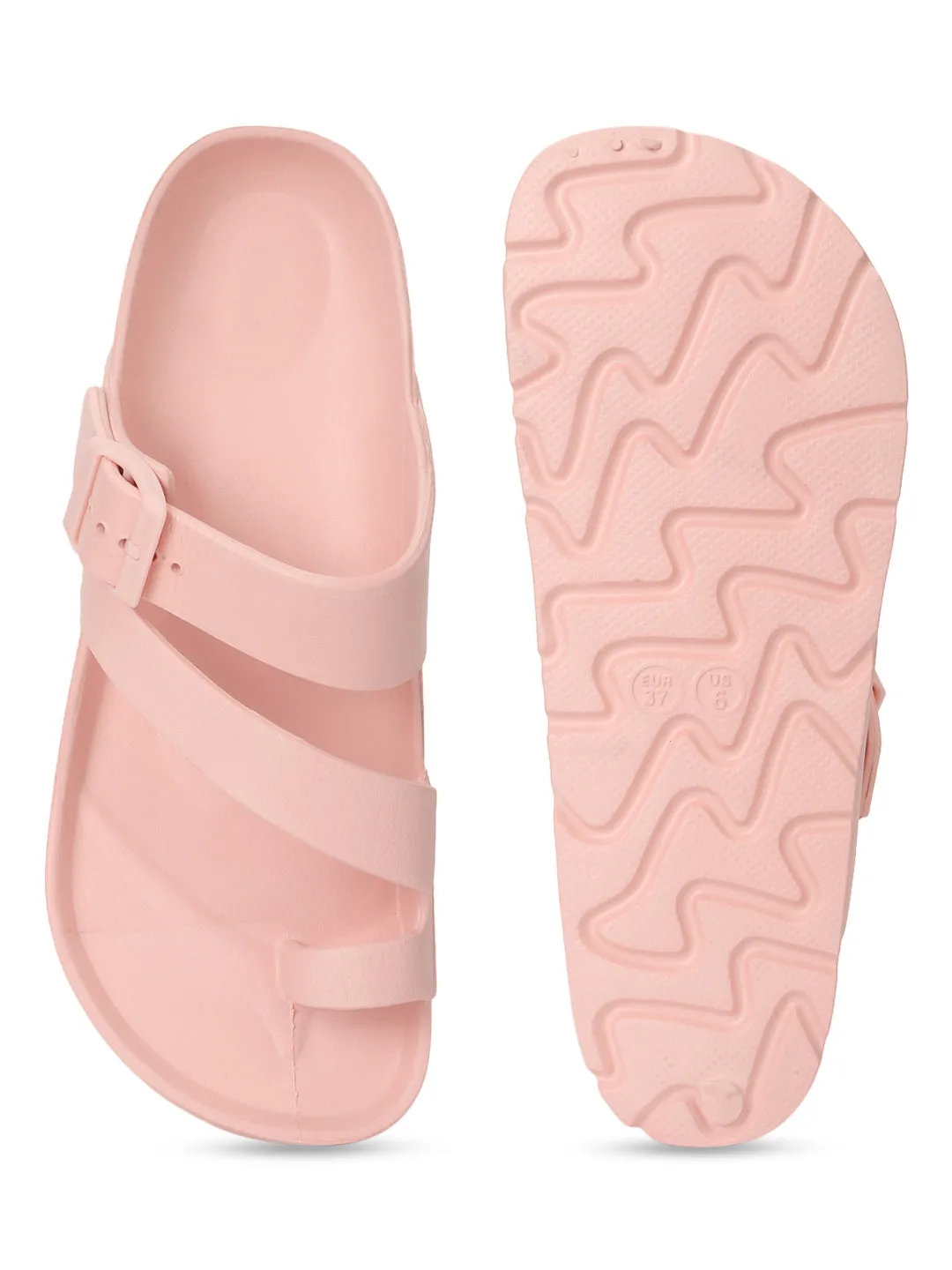 Escarpins en PU rose à enfiler (TC-RS3481-PNK)
