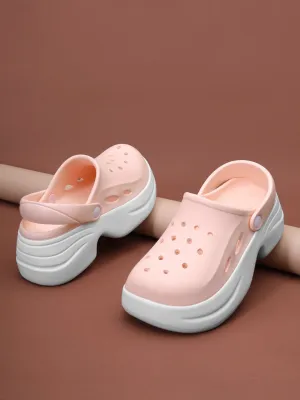 Mules en PU rose et blanc à enfiler (TC-RS3580-PNKWHT)