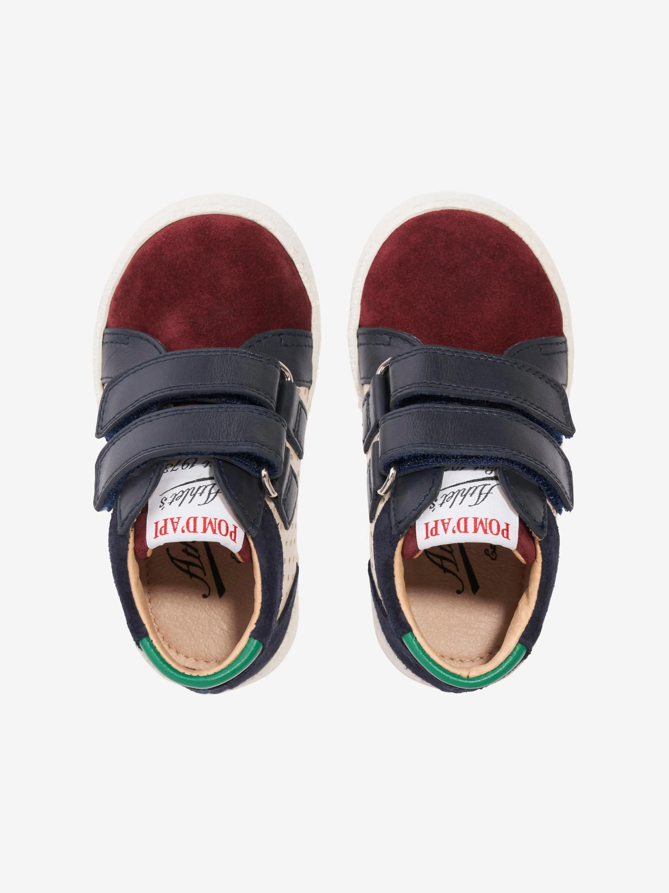 Chaussures Basses en Cuir Souple Pom D'Api pour Garçons en Bleu Marine