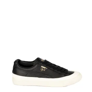 Puma Femmes Clyde Basket en Cuir à Bout en Caoutchouc Noir Puma / Blanc Whisper
