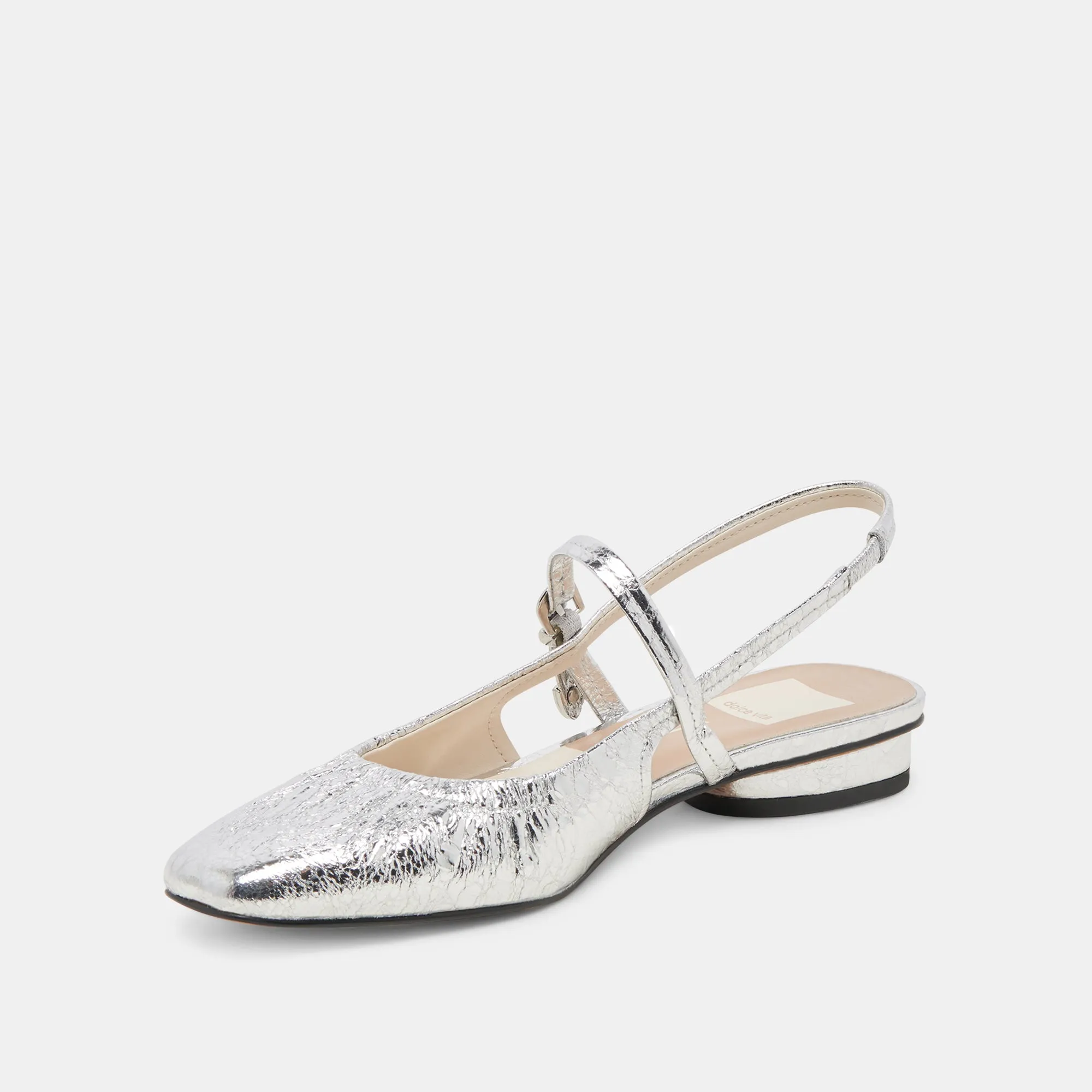 RIANNE FLATS CUIR ARGENTÉ VIEILLI