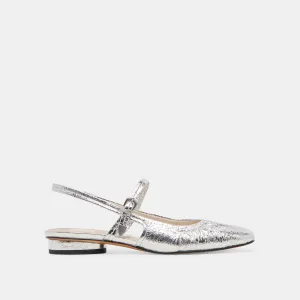 RIANNE FLATS CUIR ARGENTÉ VIEILLI