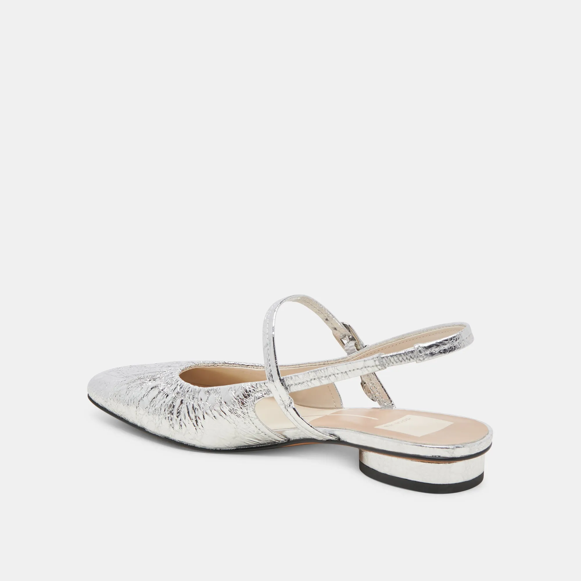 RIANNE FLATS CUIR ARGENTÉ VIEILLI