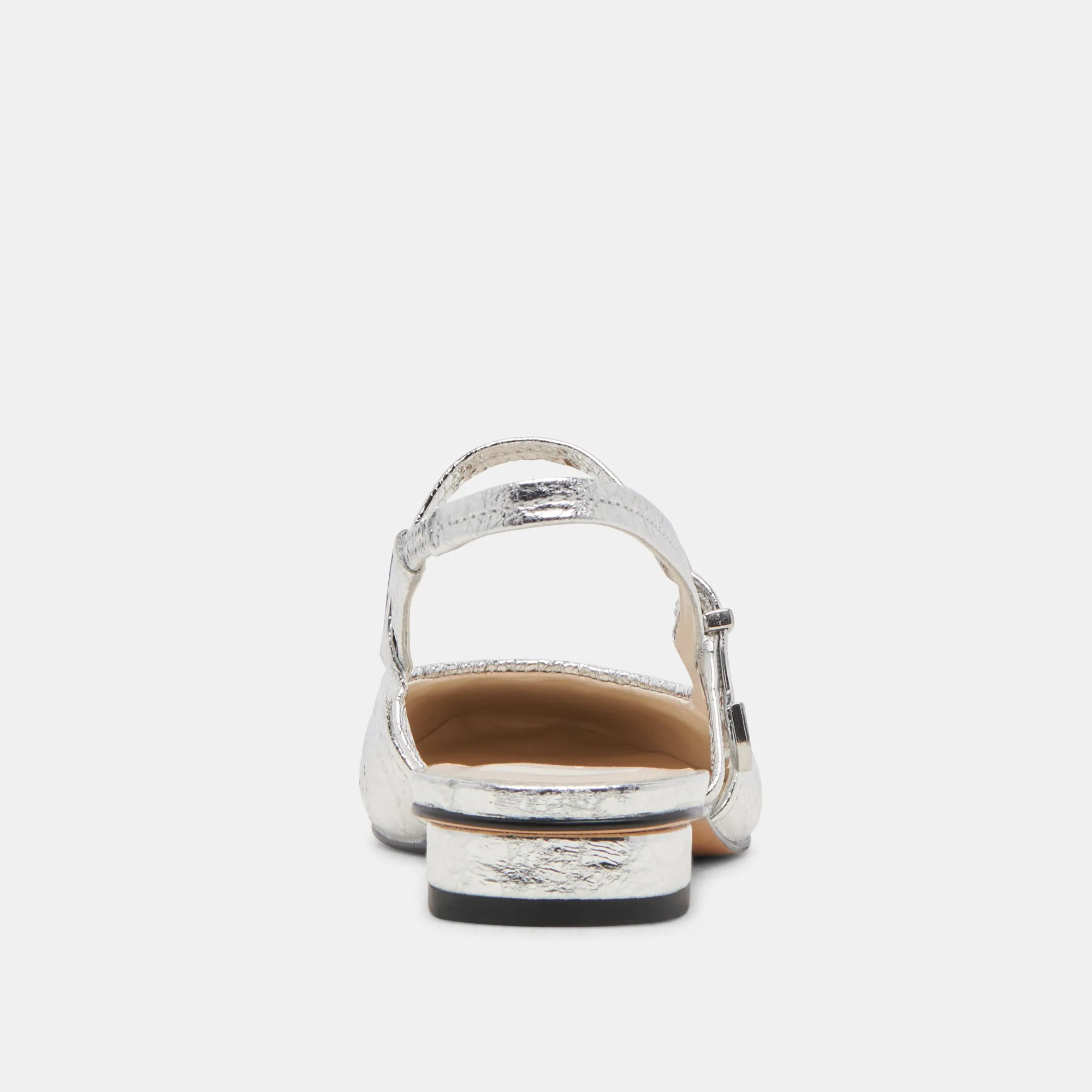 RIANNE FLATS CUIR ARGENTÉ VIEILLI