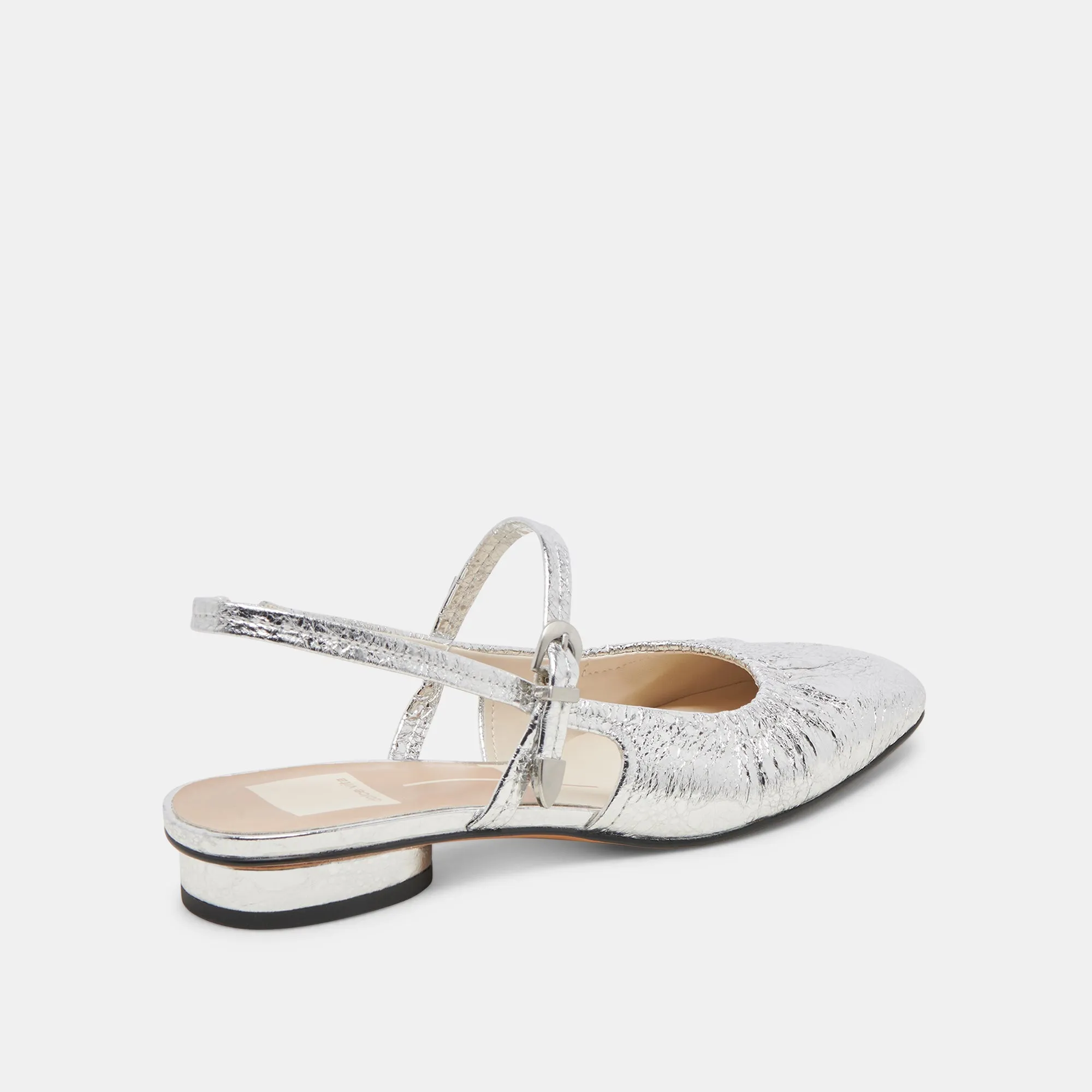 RIANNE FLATS CUIR ARGENTÉ VIEILLI
