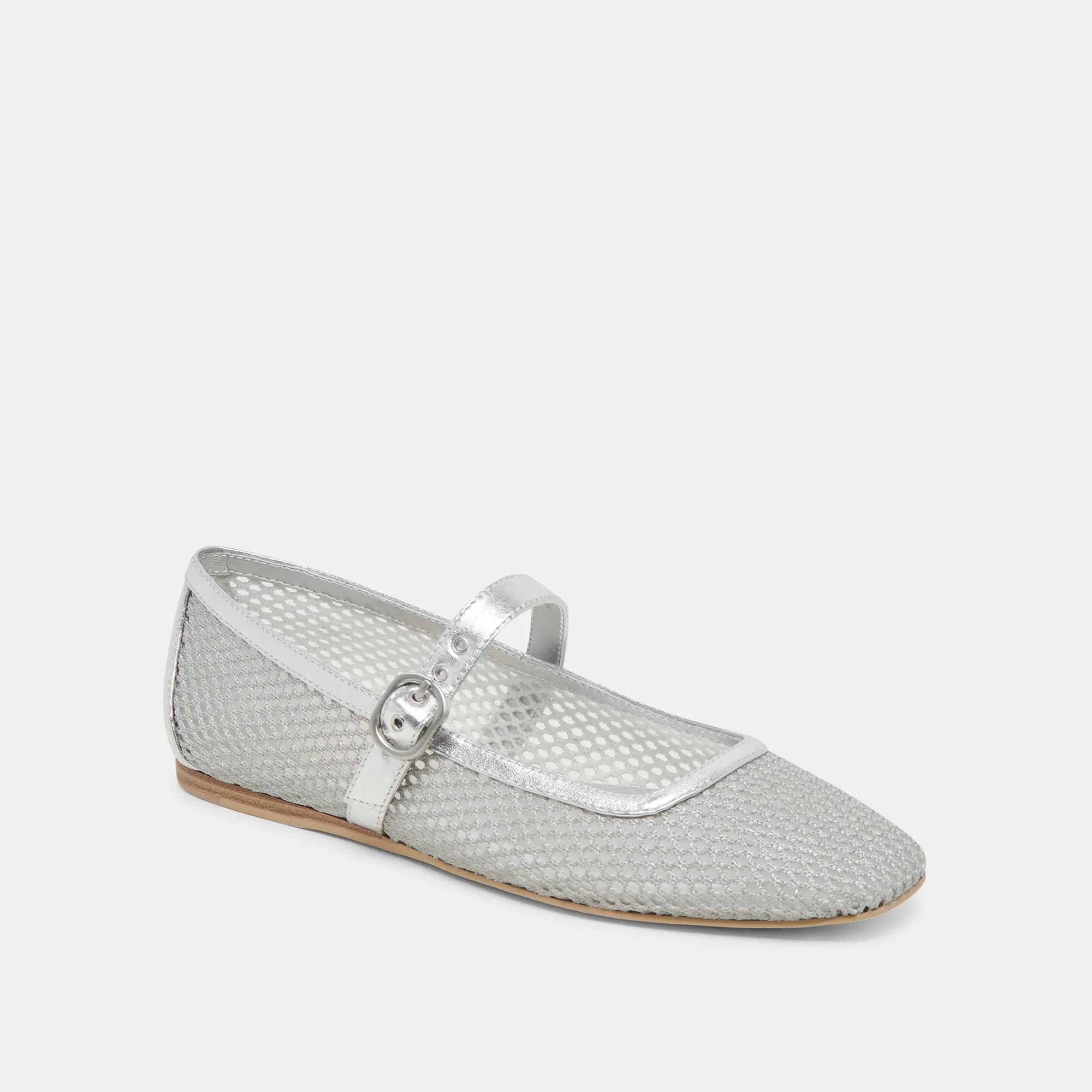 RODNI BALLERINES EN MAILLAGE ARGENTÉ TISSÉ