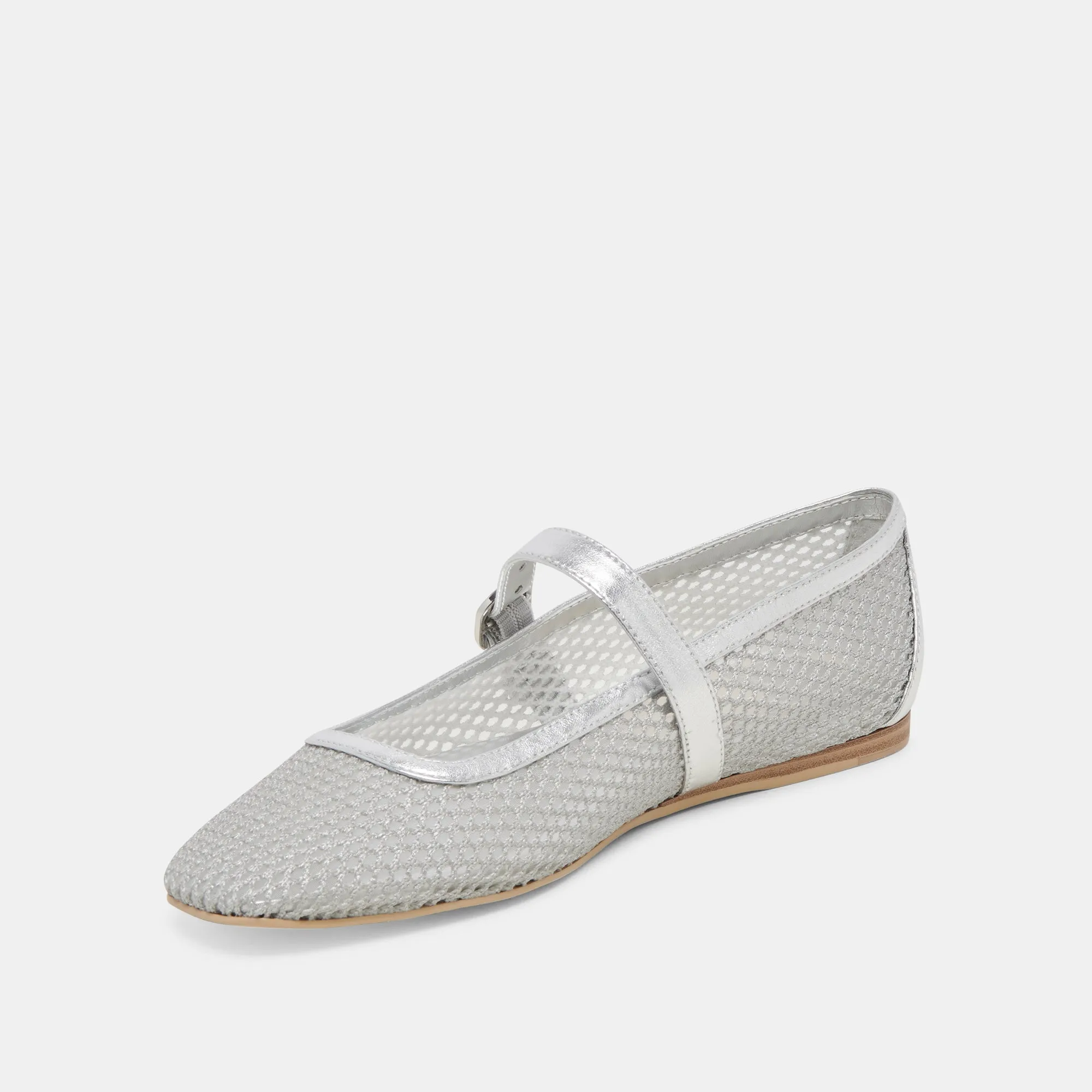 RODNI BALLERINES EN MAILLAGE ARGENTÉ TISSÉ