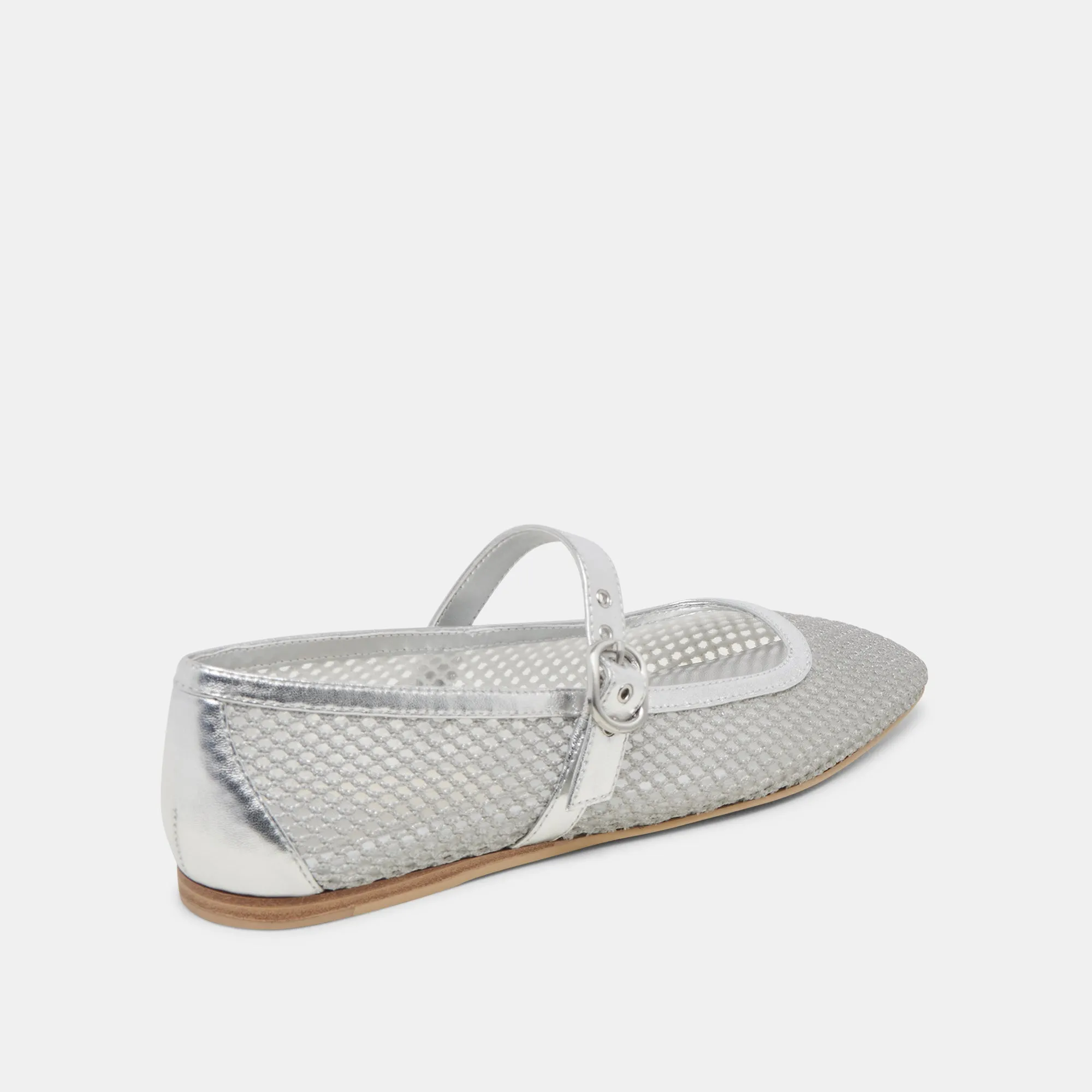RODNI BALLERINES EN MAILLAGE ARGENTÉ TISSÉ