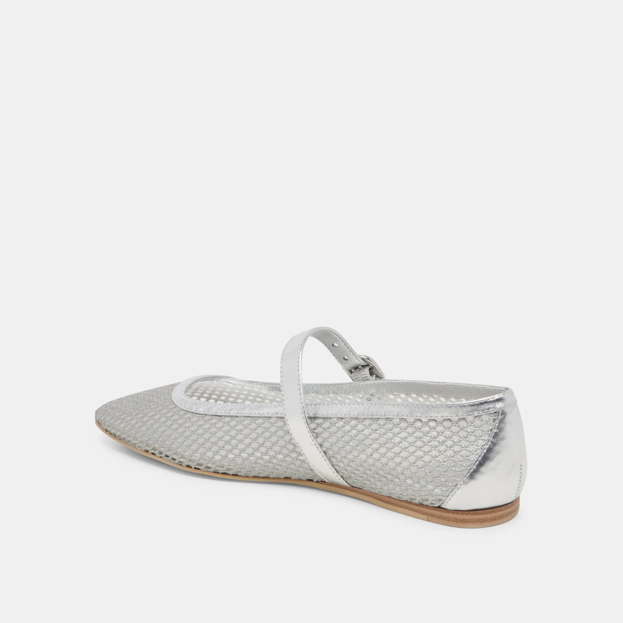 RODNI BALLERINES EN MAILLAGE ARGENTÉ TISSÉ