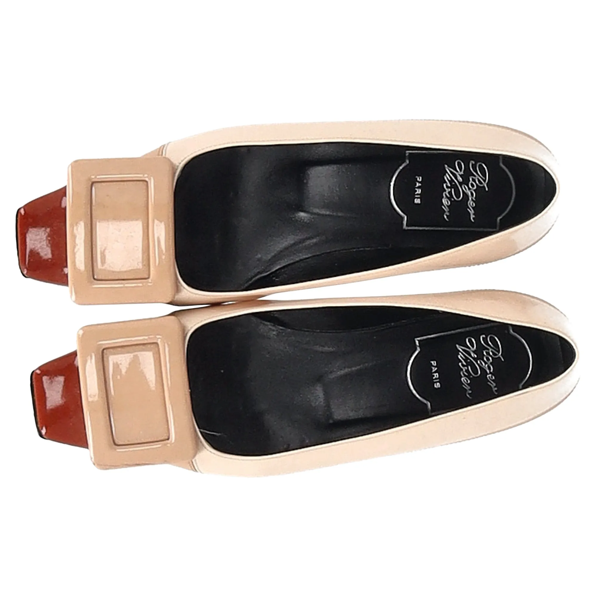 Roger Vivier Ballerines Belle Vivier à Boucle en Cuir Verni Beige_Roger-Vivier