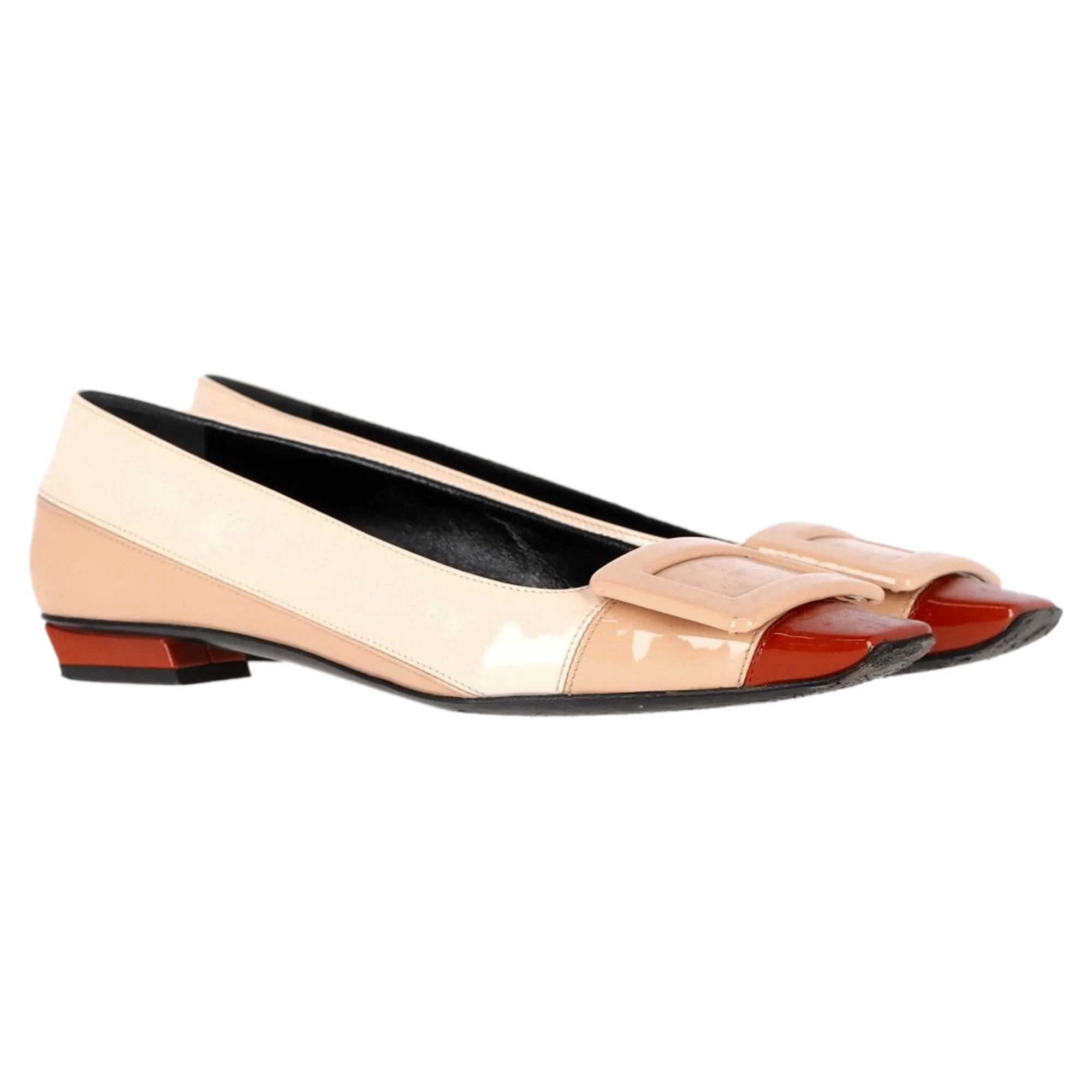 Roger Vivier Ballerines Belle Vivier à Boucle en Cuir Verni Beige_Roger-Vivier