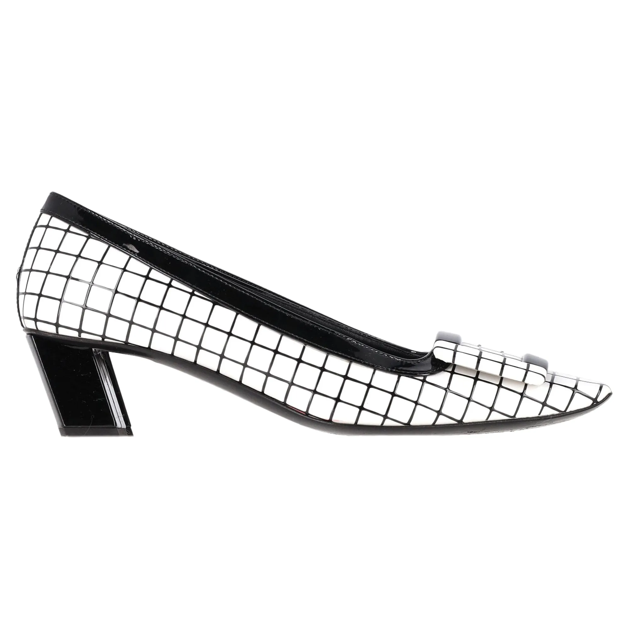 Roger Vivier Escarpins Belle Vivier à Motif Graphique en Cuir Blanc_Roger-Vivier