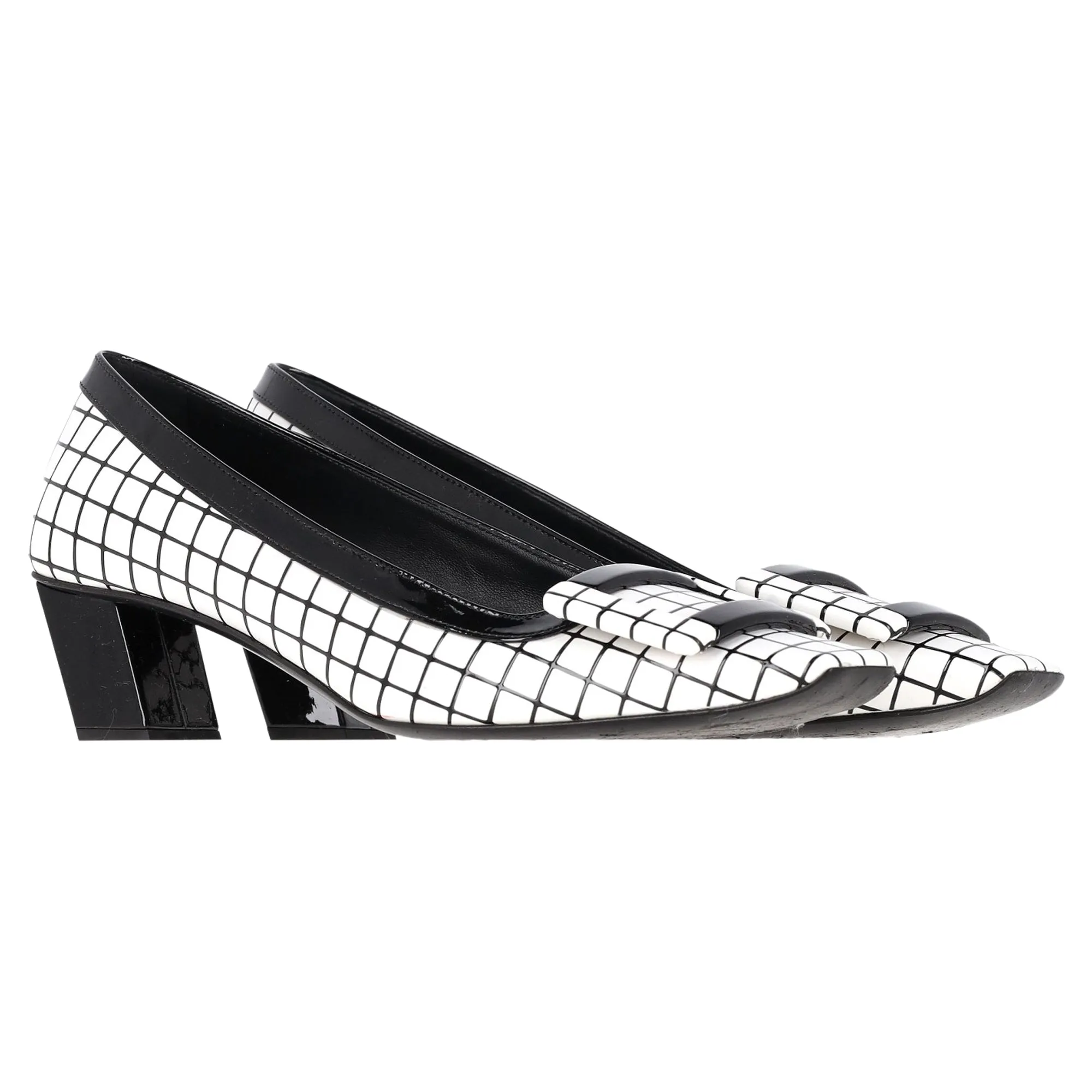 Roger Vivier Escarpins Belle Vivier à Motif Graphique en Cuir Blanc_Roger-Vivier