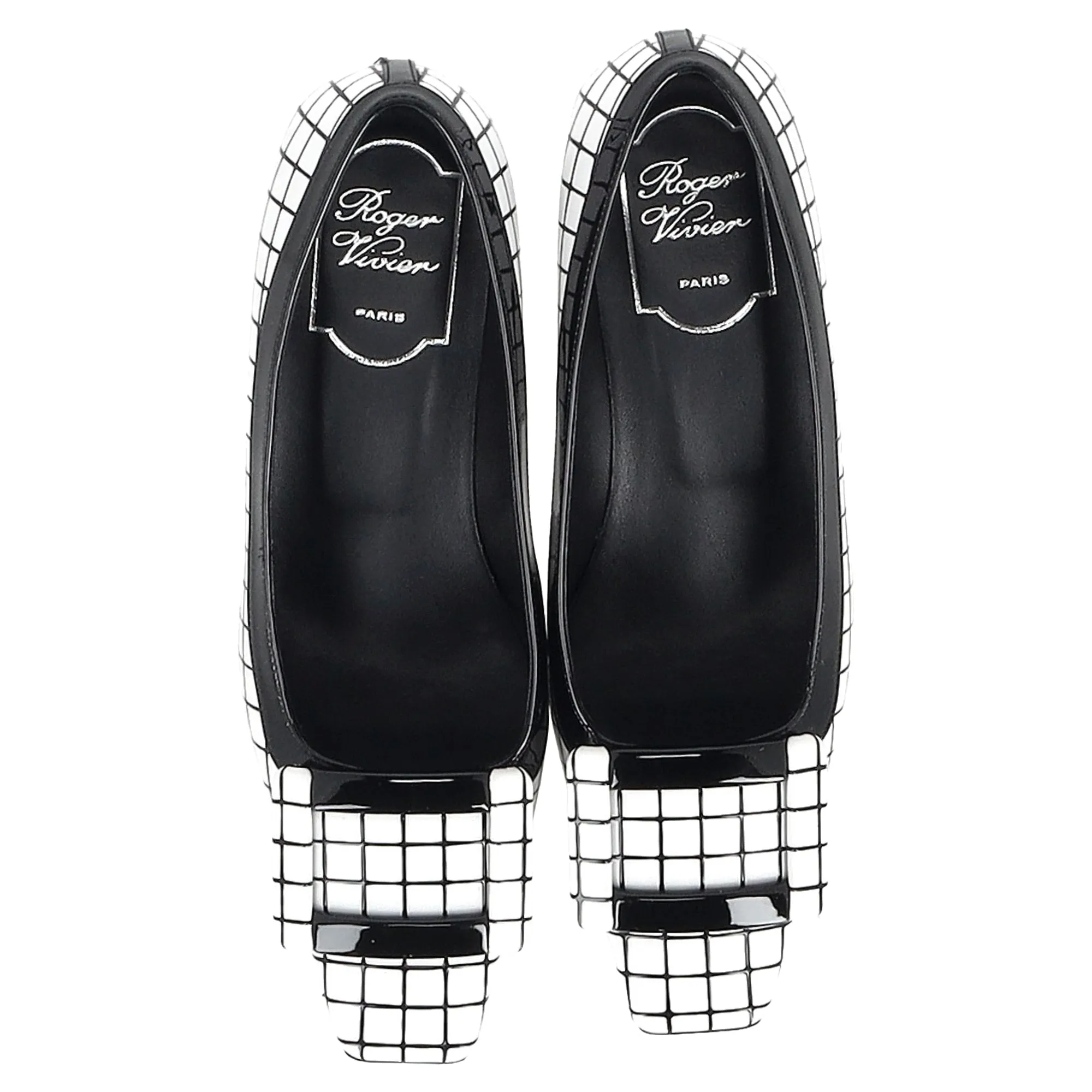 Roger Vivier Escarpins Belle Vivier à Motif Graphique en Cuir Blanc_Roger-Vivier