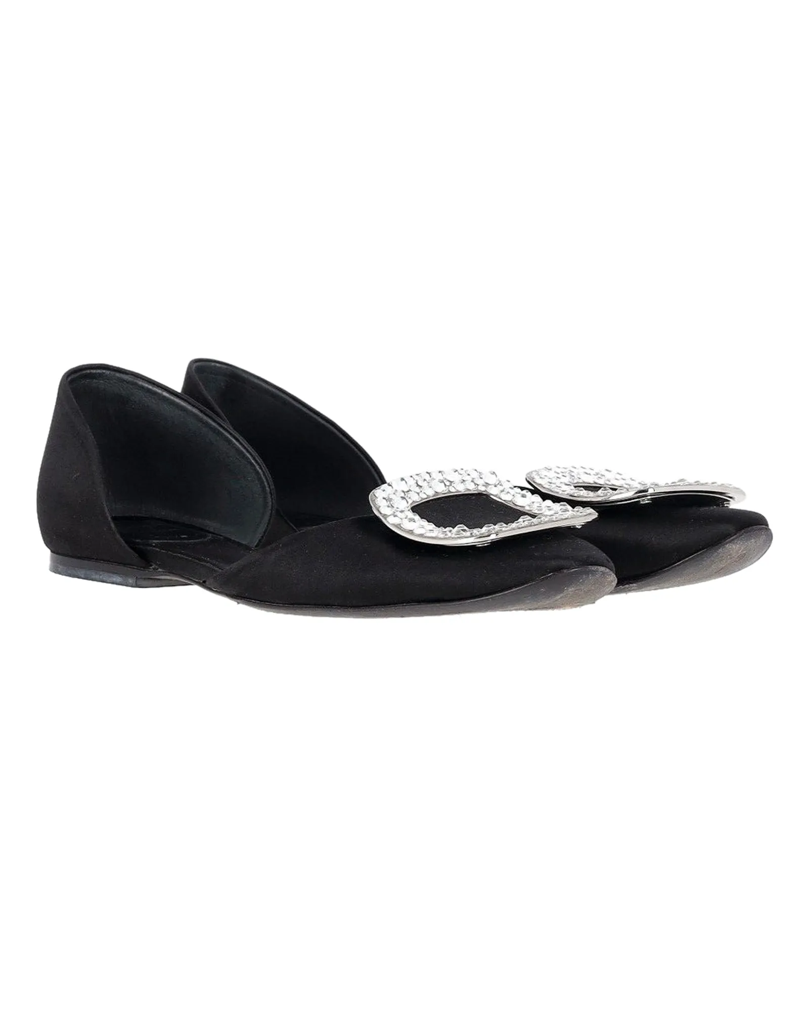 Roger Vivier Chips Prism Flats ornées de strass en satin noir